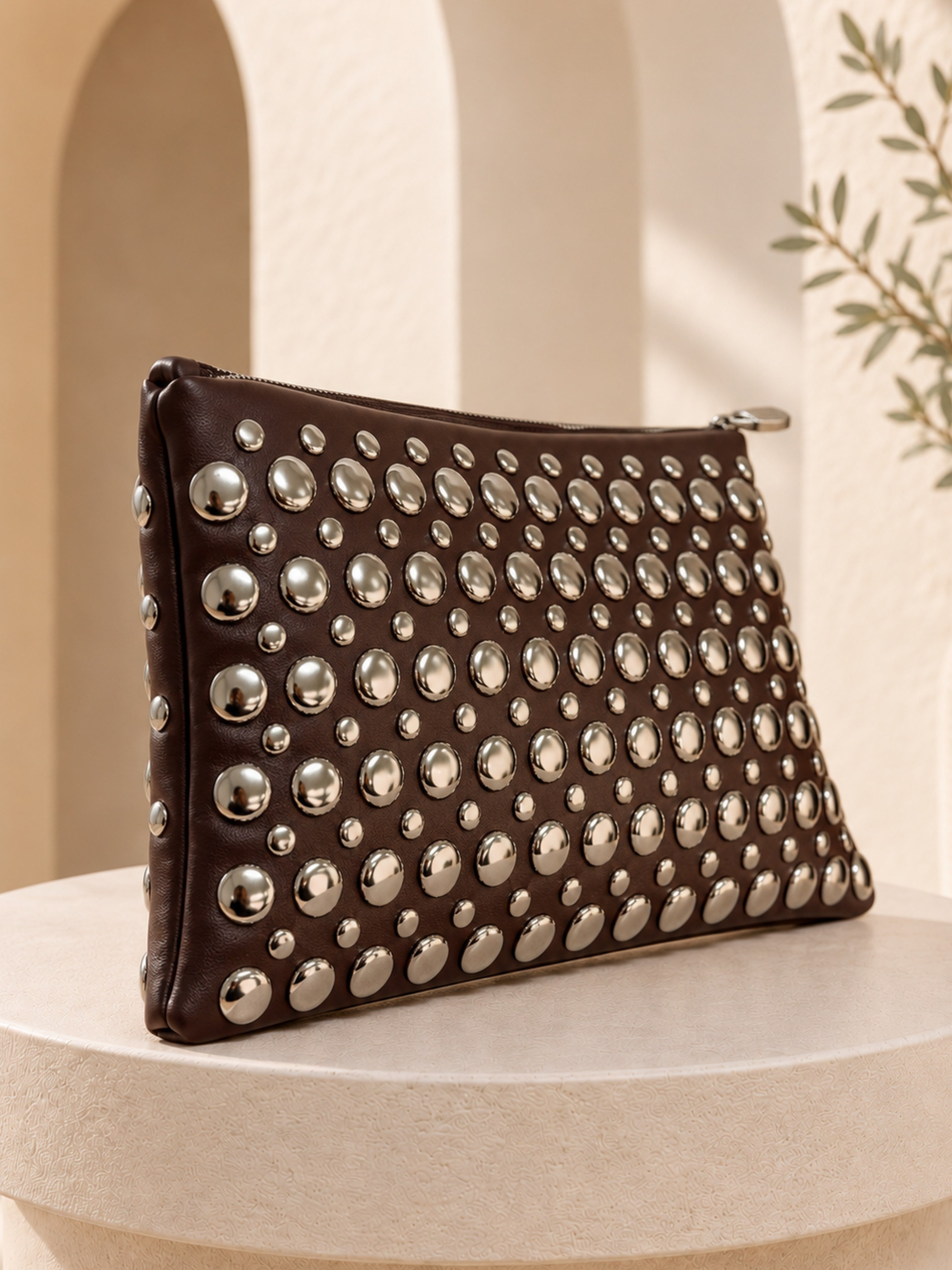 ÇANTA Zımbalı Clutch Çanta