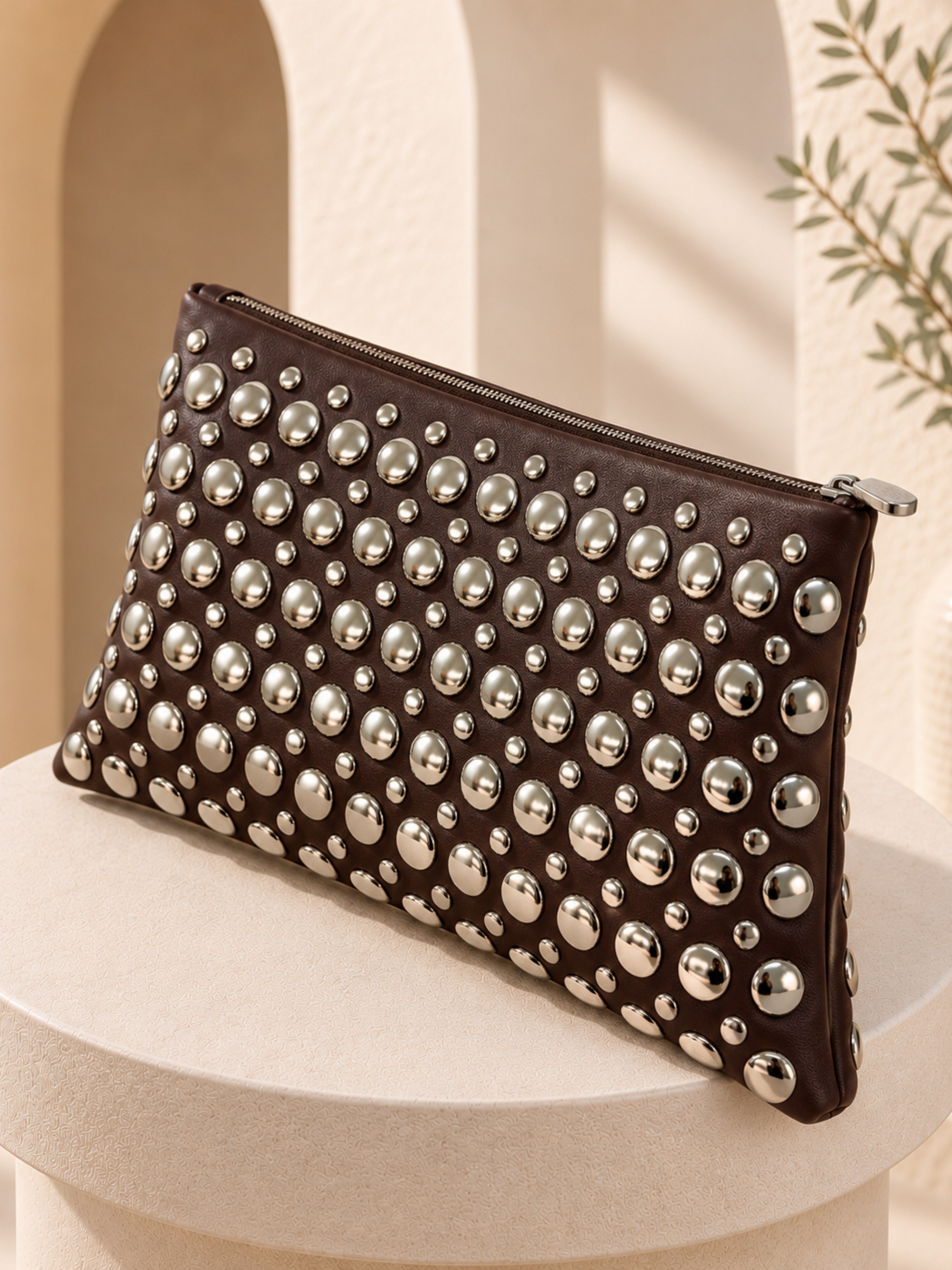 ÇANTA Zımbalı Clutch Çanta