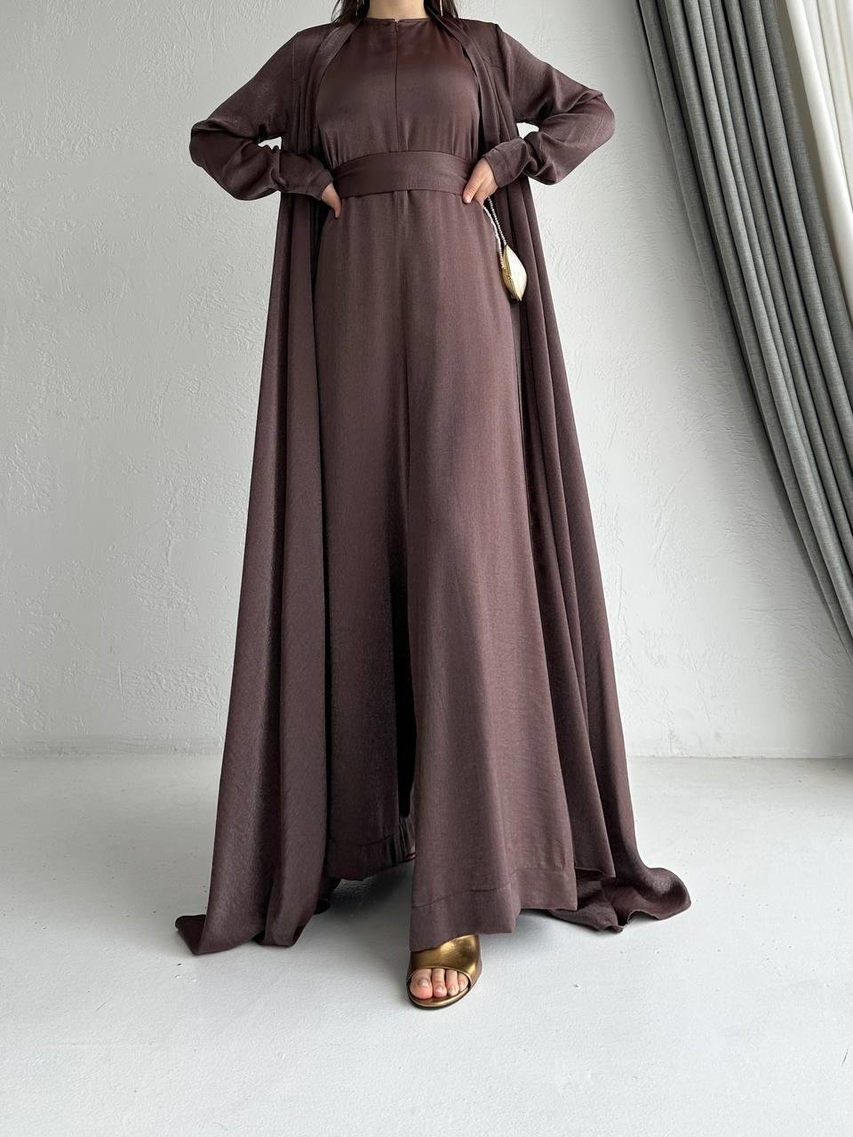 Acı Kahve Arya Tulum Abaya Takım 