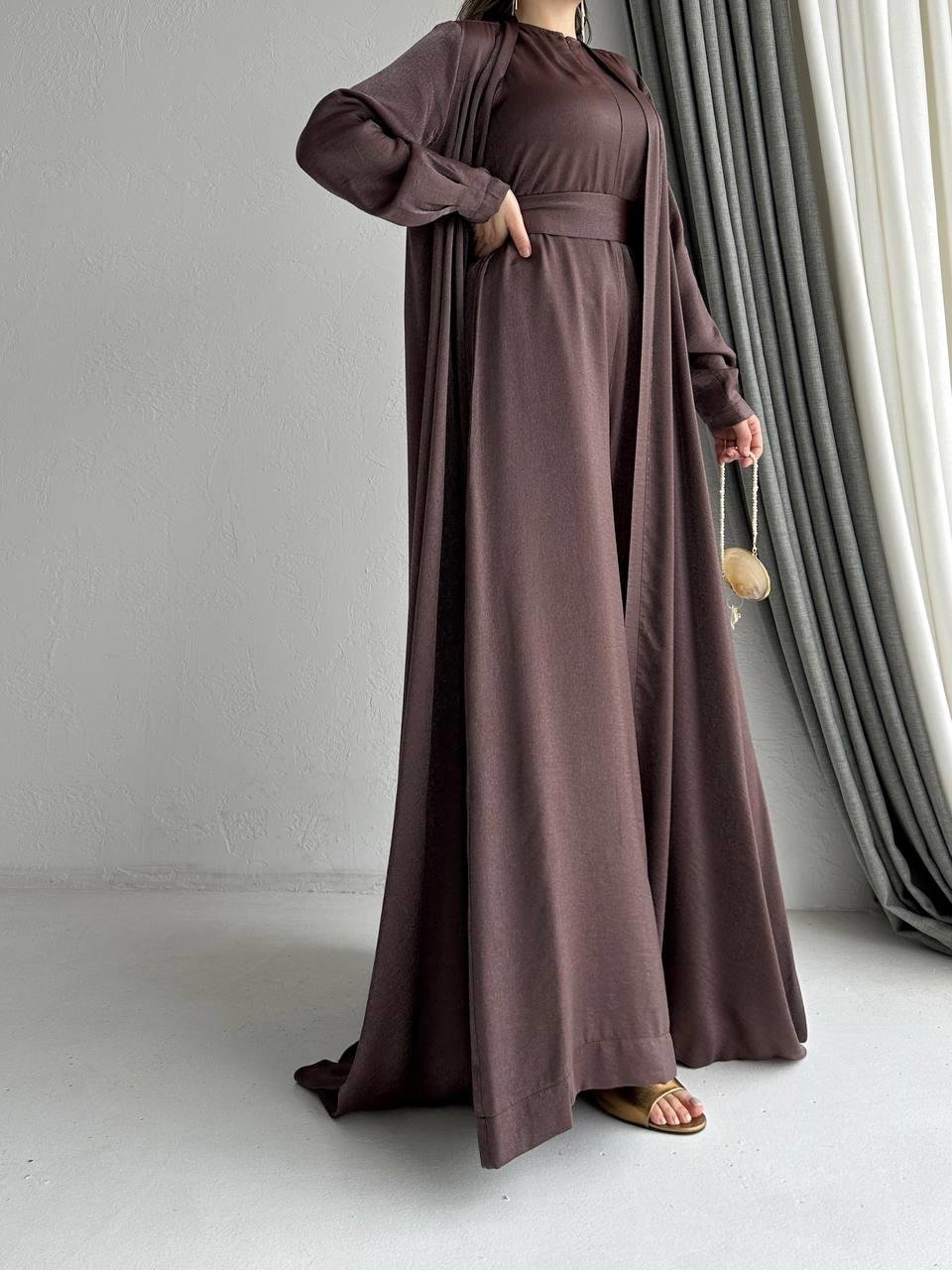 Acı Kahve Arya Tulum Abaya Takım 