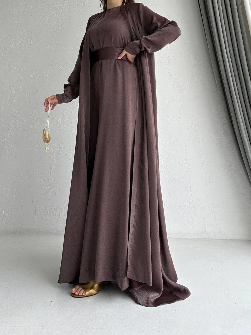 Acı Kahve Arya Tulum Abaya Takım 