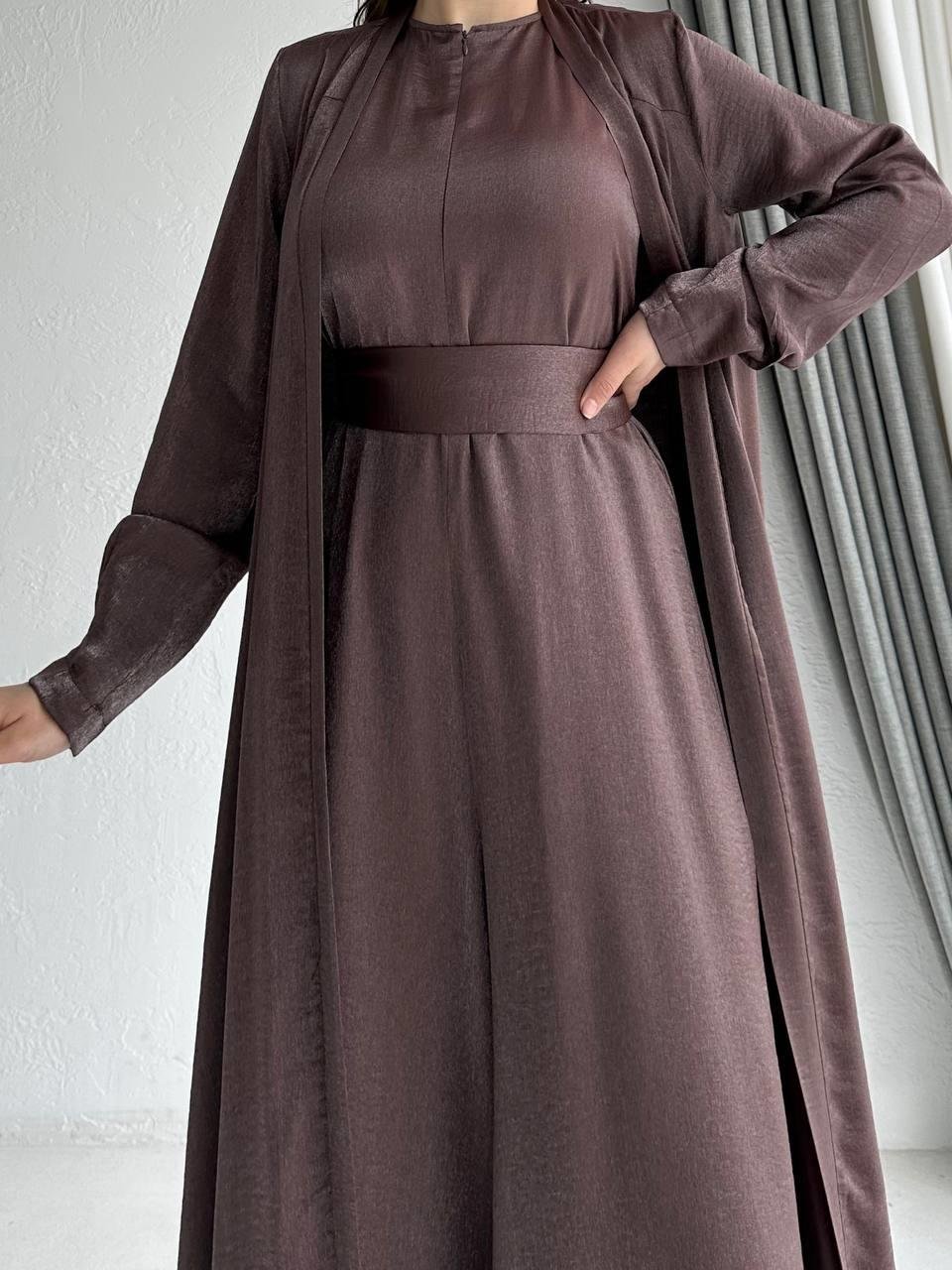 Acı Kahve Arya Tulum Abaya Takım 