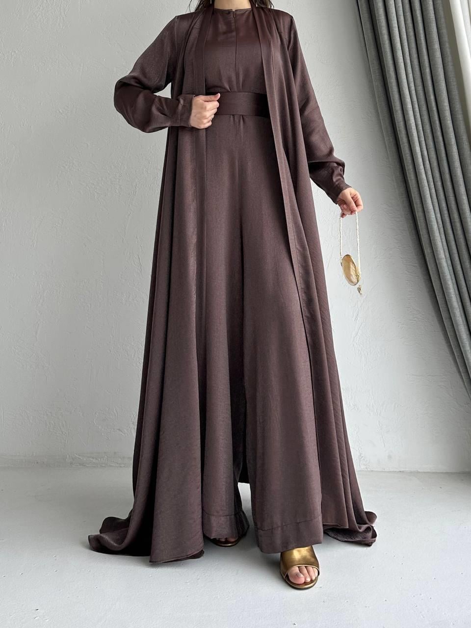 Acı Kahve Arya Tulum Abaya Takım 