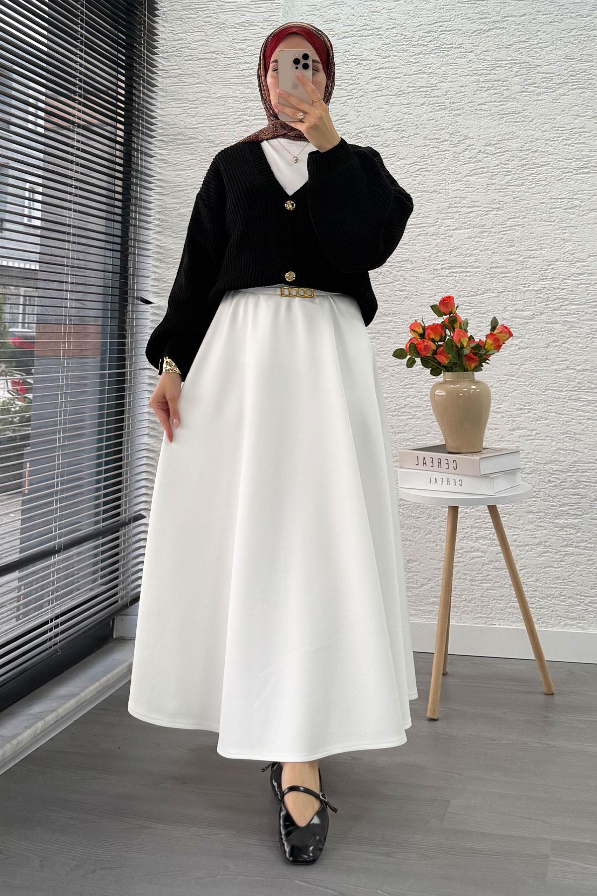 Balon Kol Gold Düğmeli Triko Hırka – Siyah