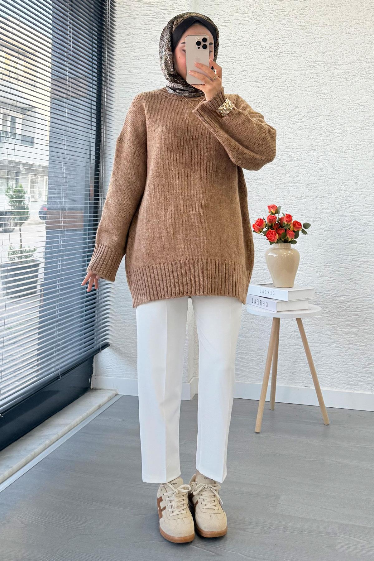 Basic Oversize Triko Kazak – Camel
