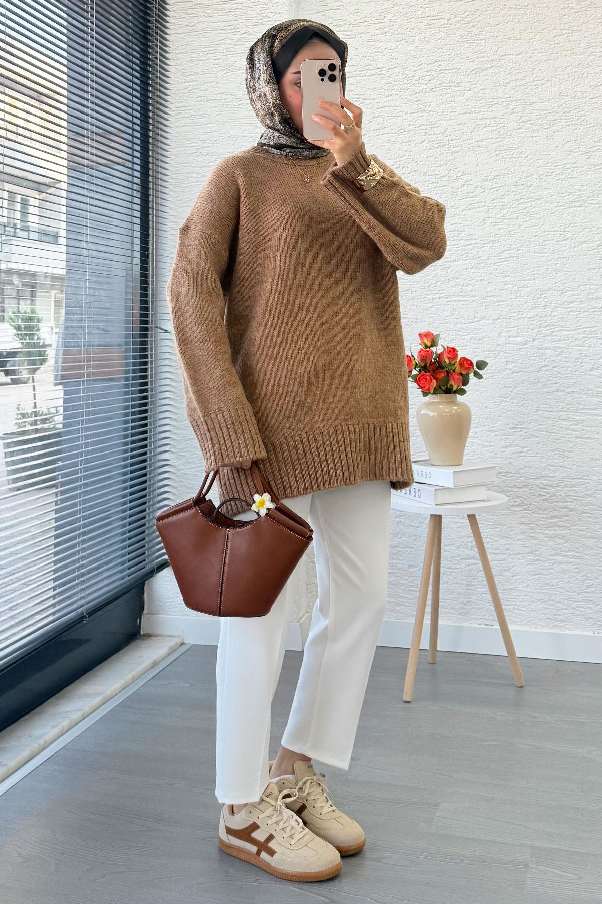 Basic Oversize Triko Kazak – Camel