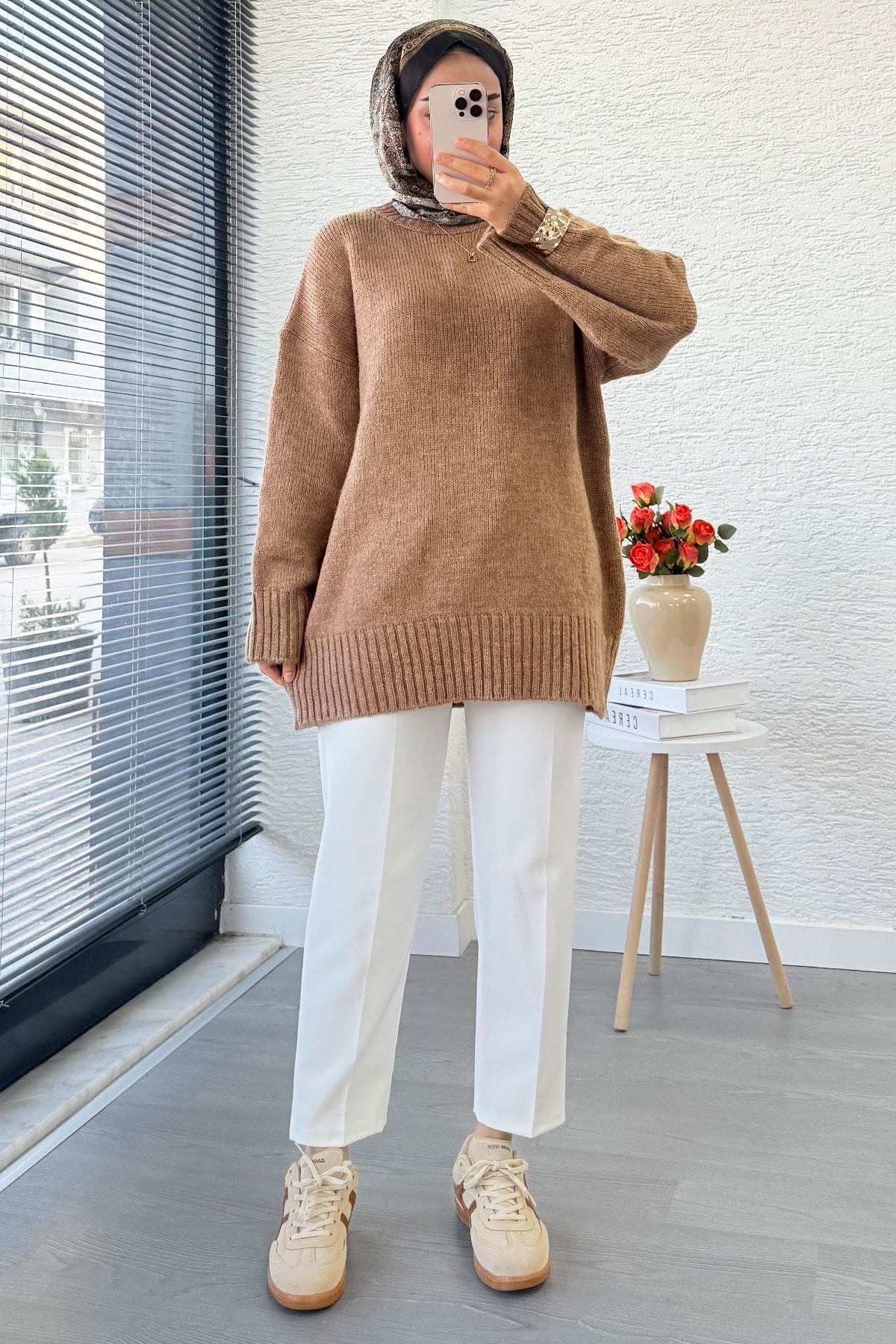 Basic Oversize Triko Kazak – Camel