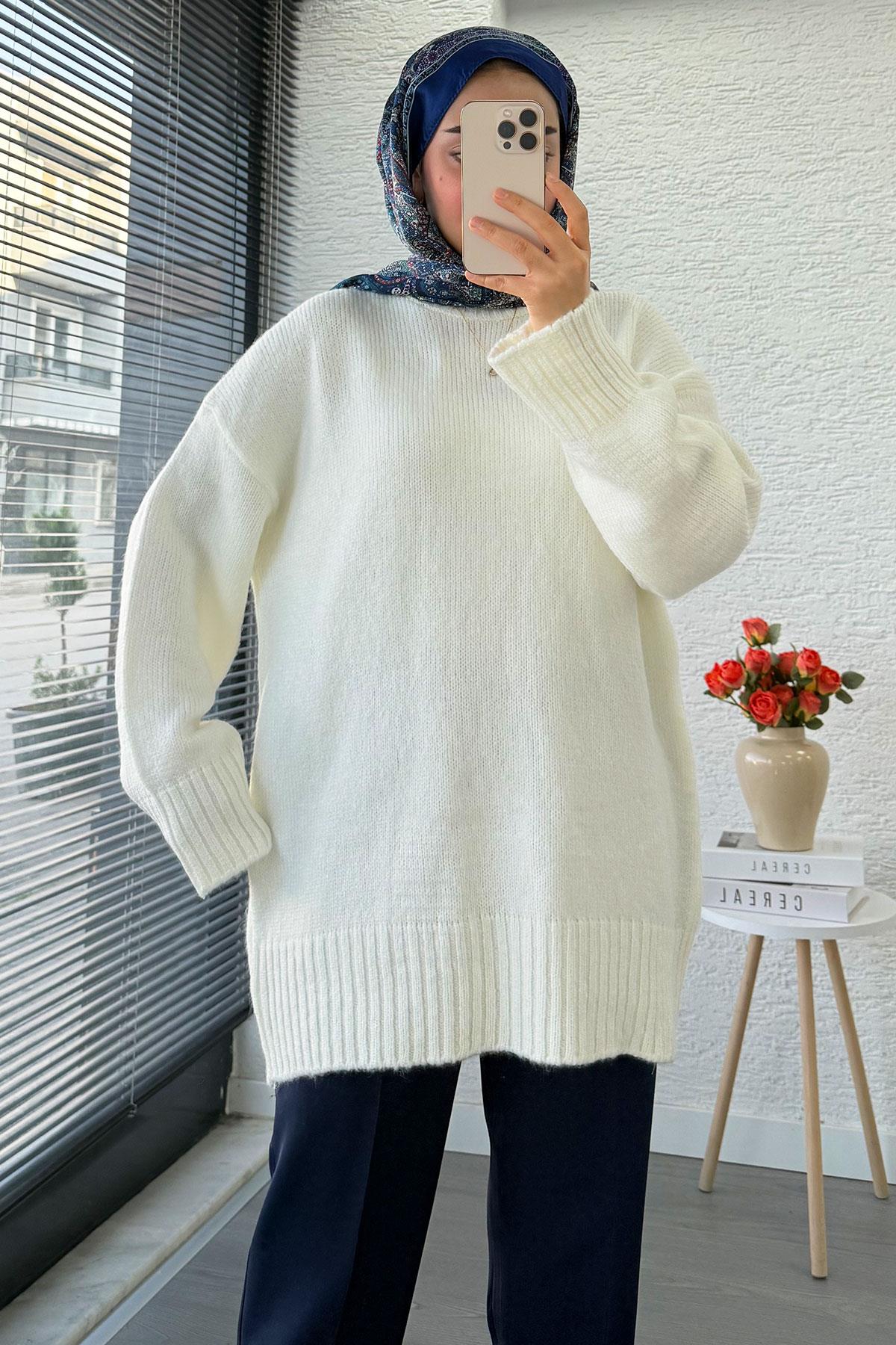 Basic Oversize Triko Kazak – Ekru