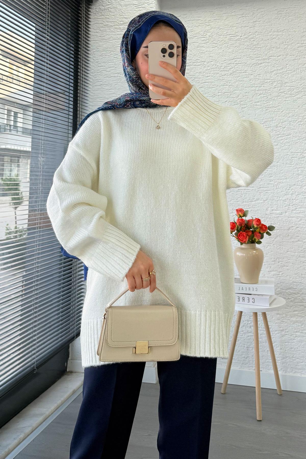 Basic Oversize Triko Kazak – Ekru