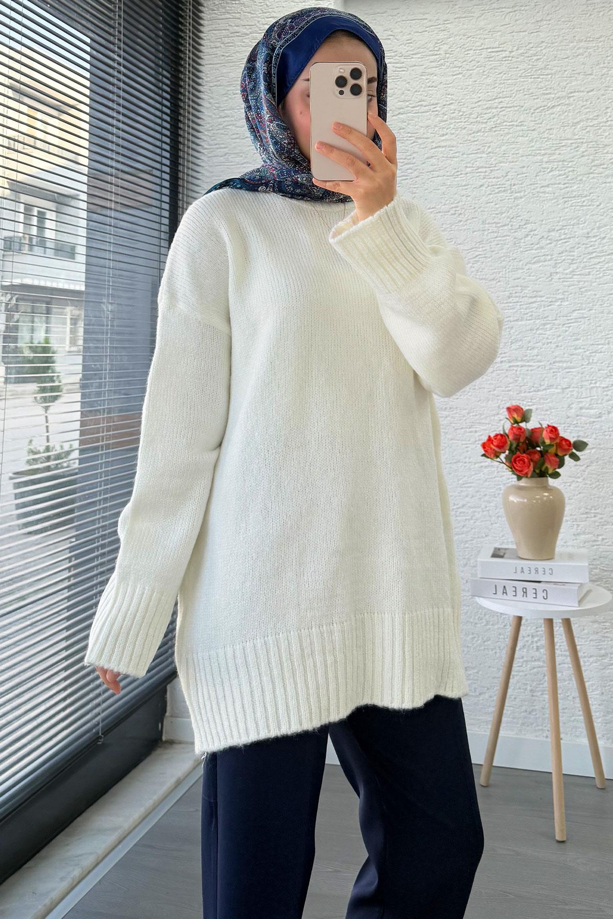 Basic Oversize Triko Kazak – Ekru