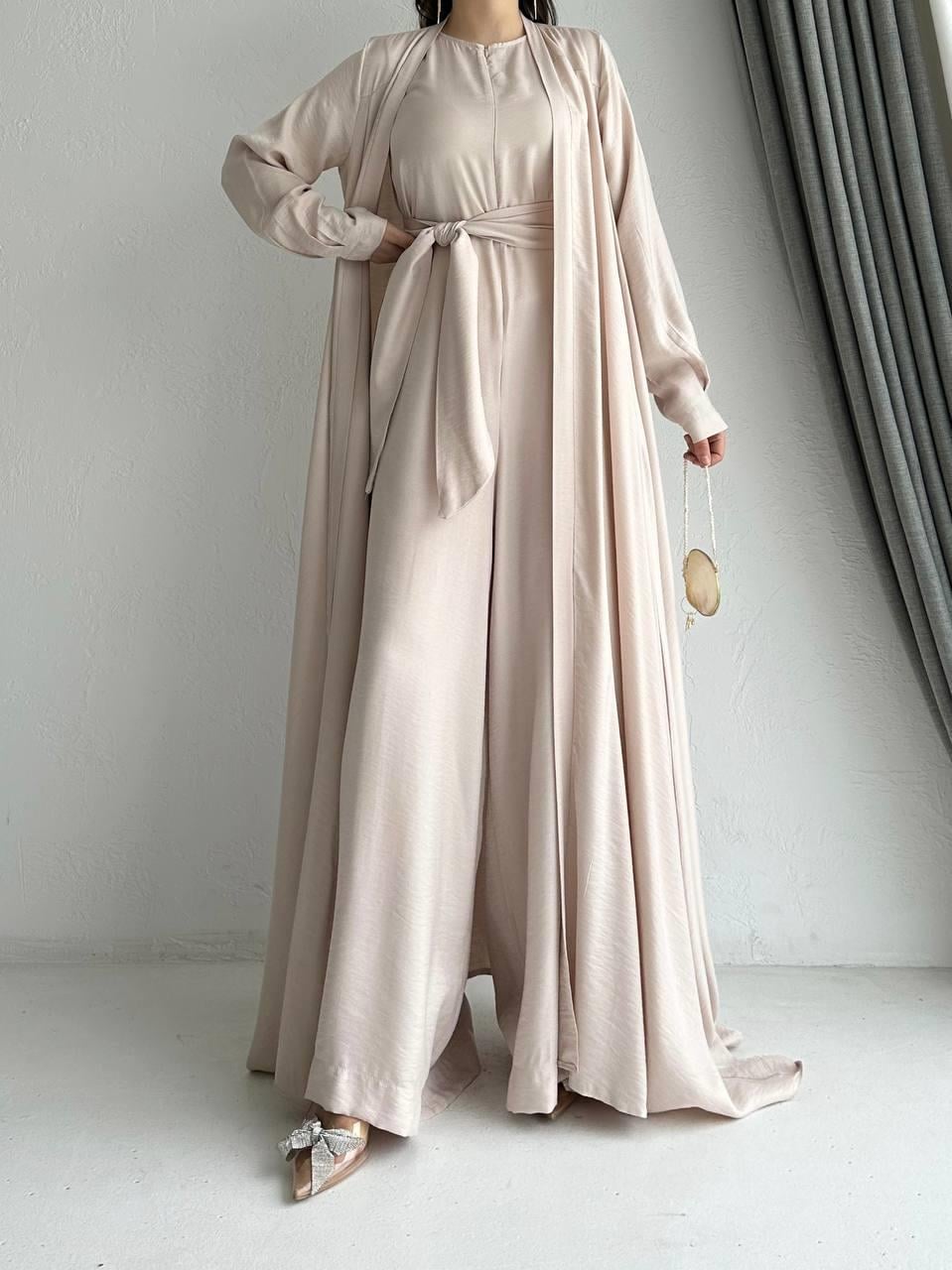 Bej Arya Tulum Abaya Takım 