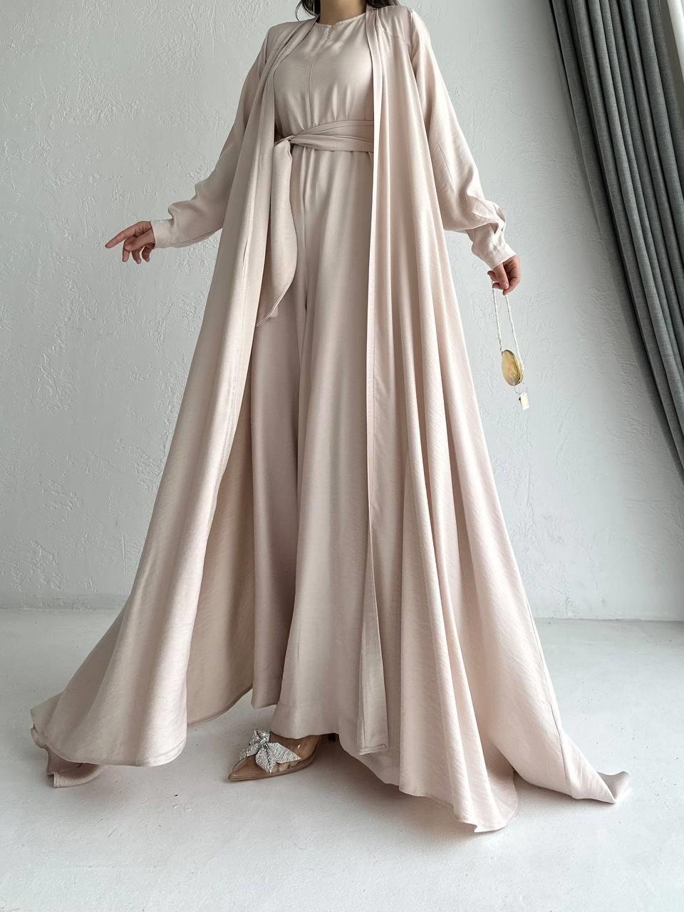 Bej Arya Tulum Abaya Takım 