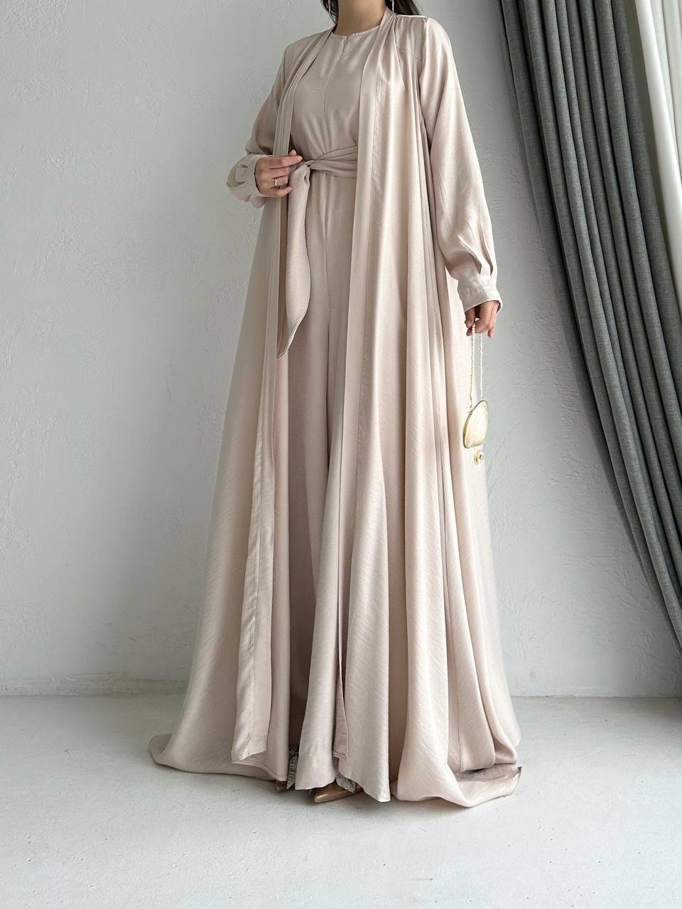 Bej Arya Tulum Abaya Takım 