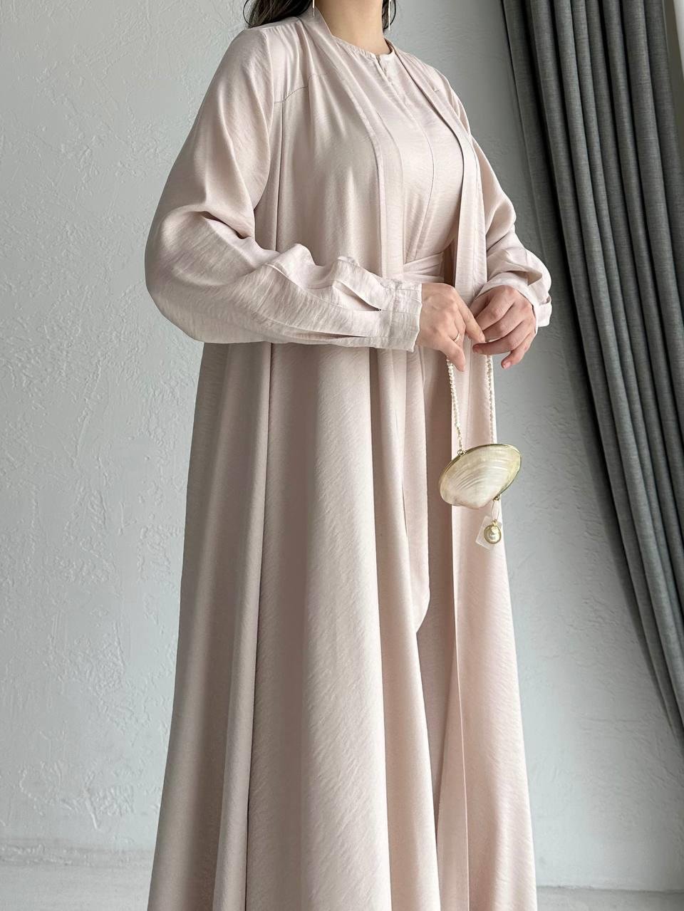 Bej Arya Tulum Abaya Takım 