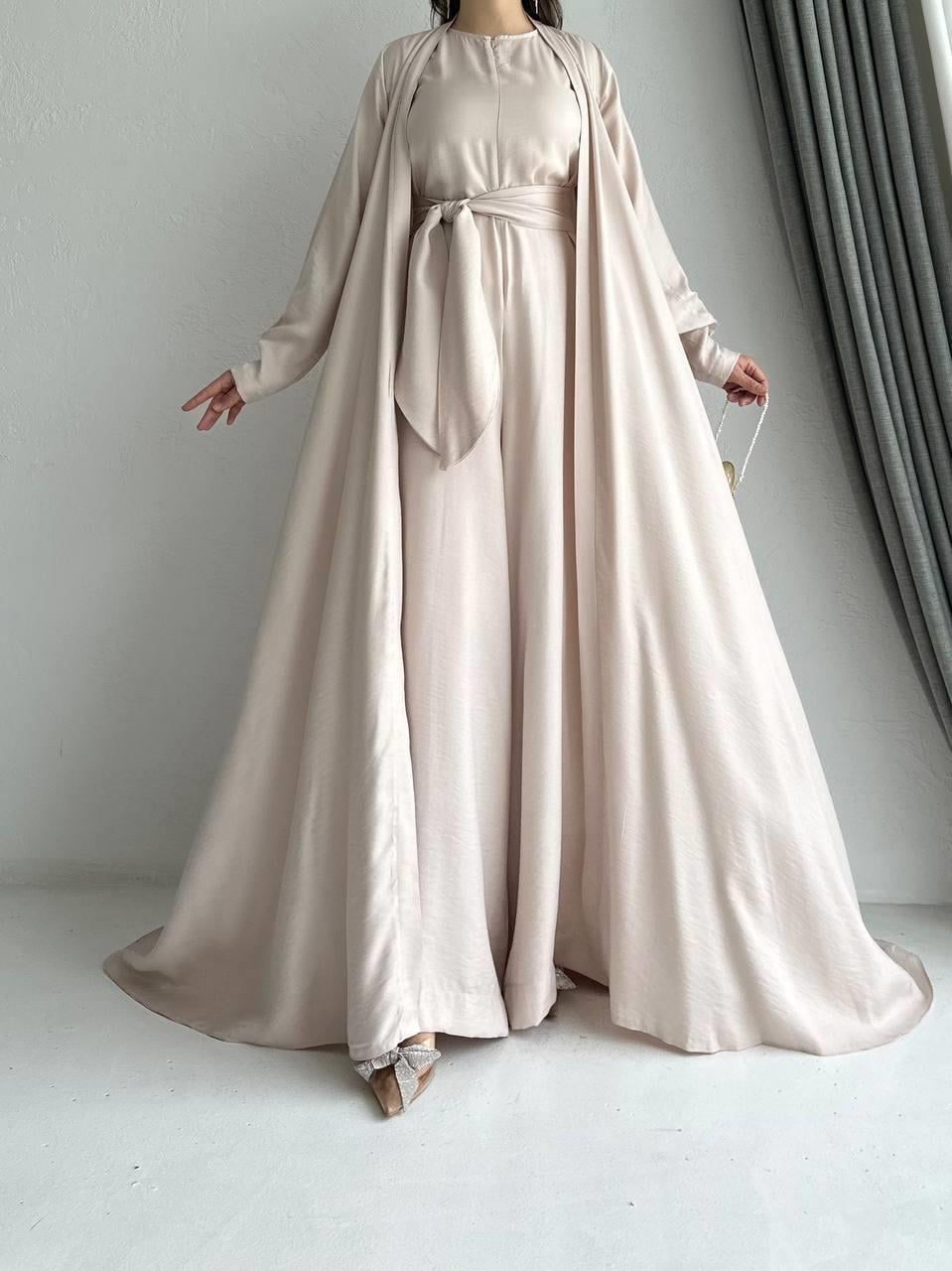 Bej Arya Tulum Abaya Takım 
