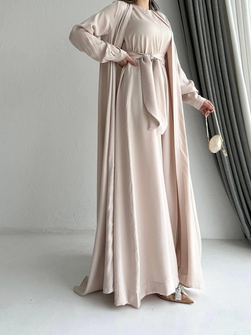 Bej Arya Tulum Abaya Takım 
