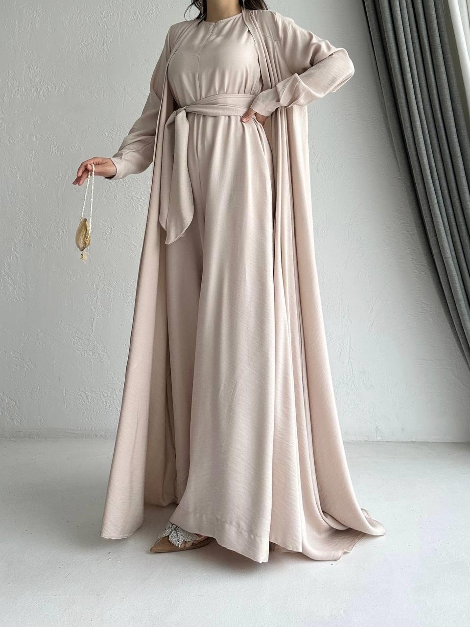 Bej Arya Tulum Abaya Takım 