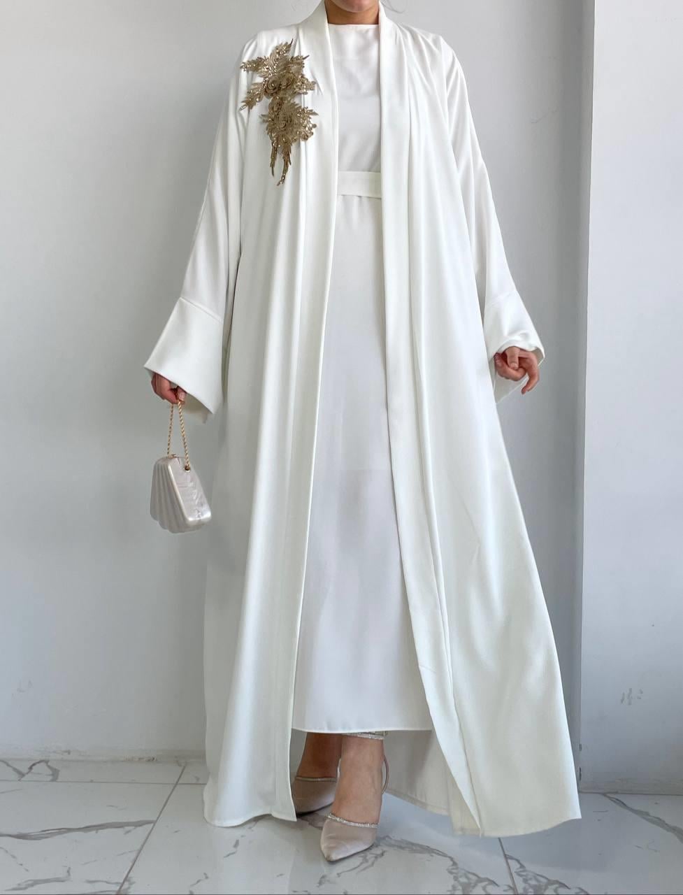 Beyaz Nida Abaya Takım 