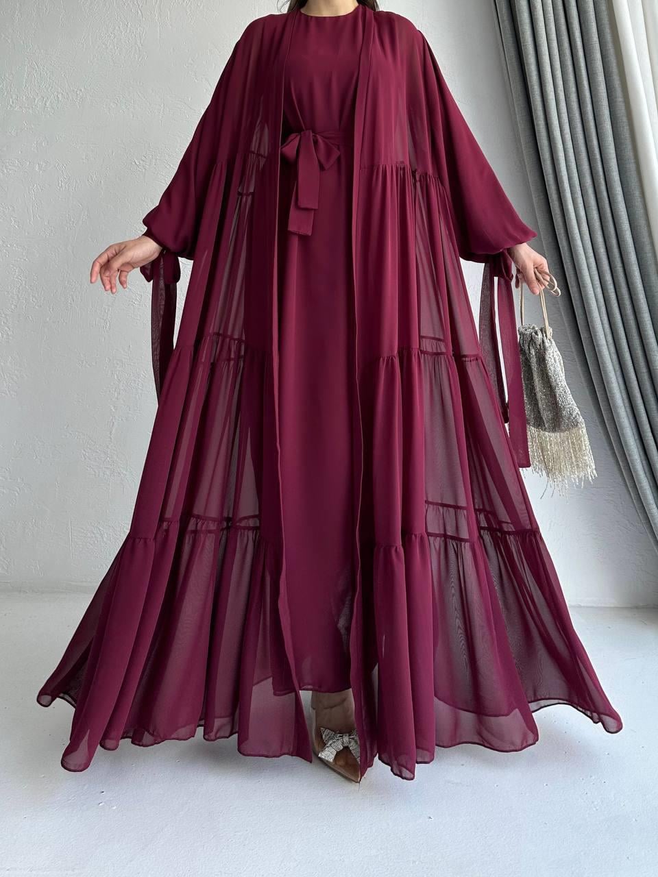 Bordo Hena Abaya Takım 