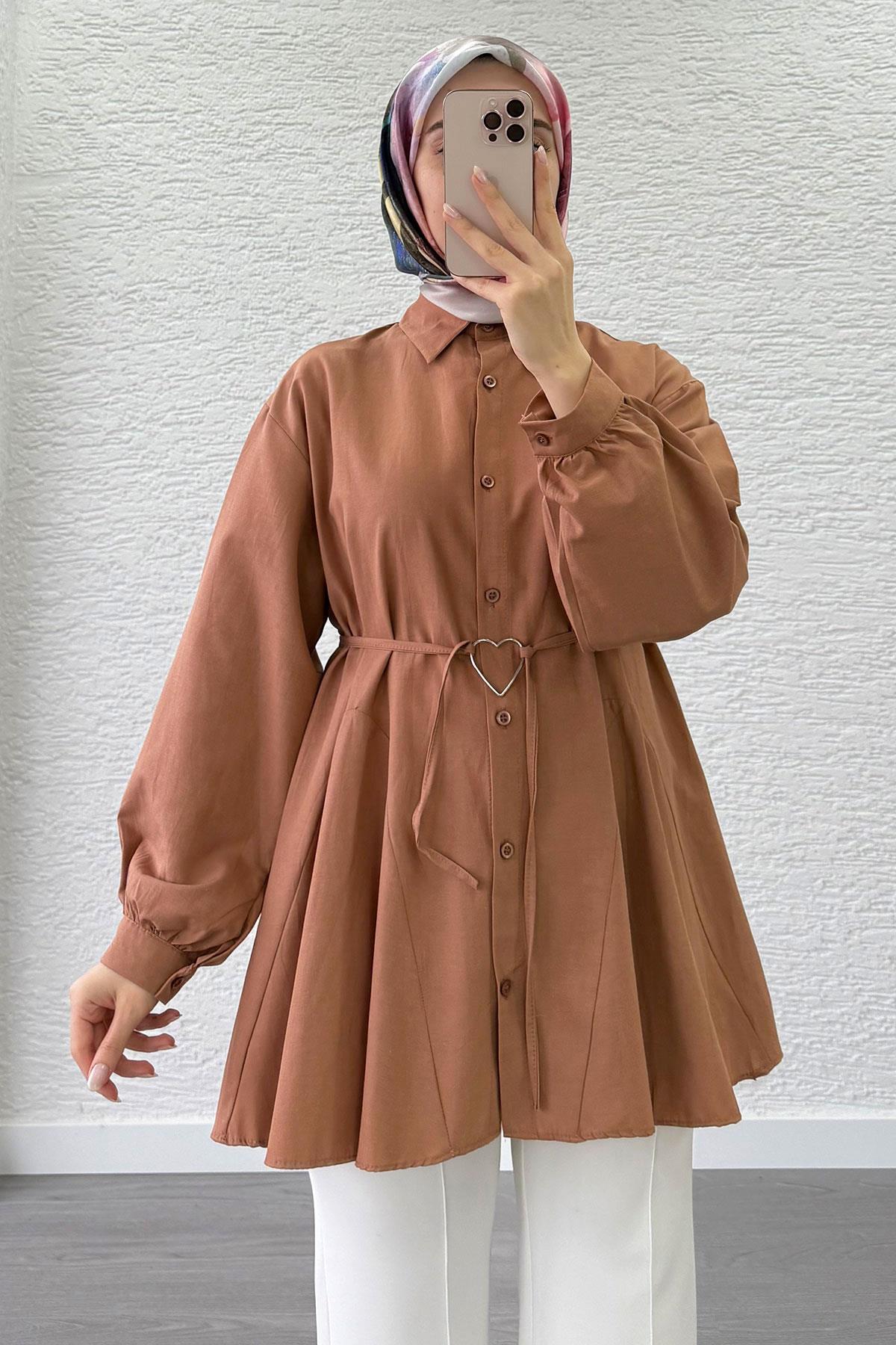Camel Kalp Kemerli Tunik