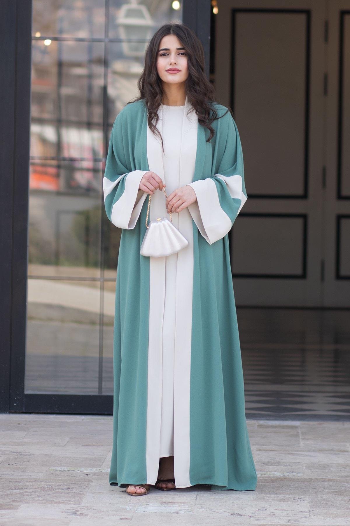 Dubai Abaya Takım - Mint & Ekru