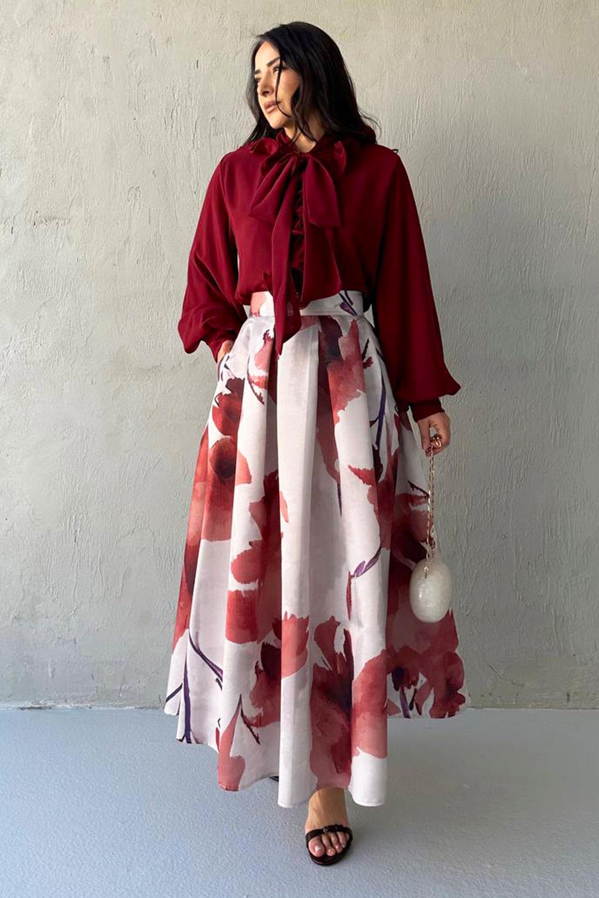 Flutra Etekli Takım- Bordo