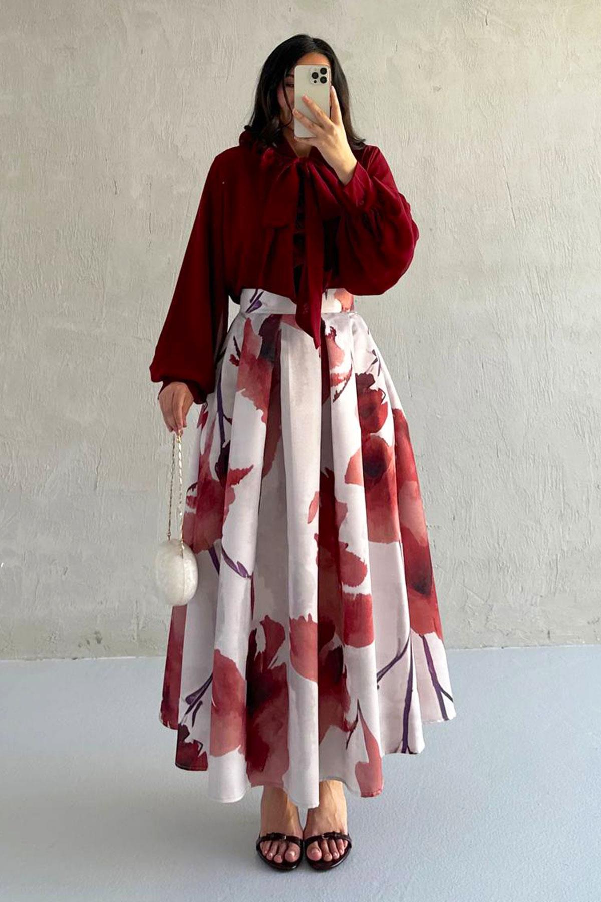 Flutra Etekli Takım- Bordo