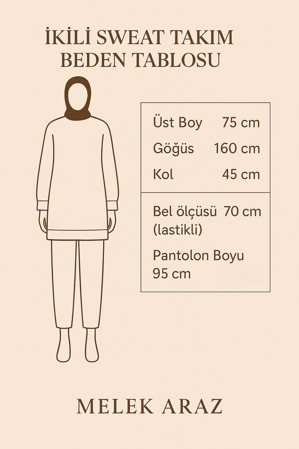 Fular Detaylı Oversize Üç İplik Jardaolu Sweat Takım – Sütlü Kahve