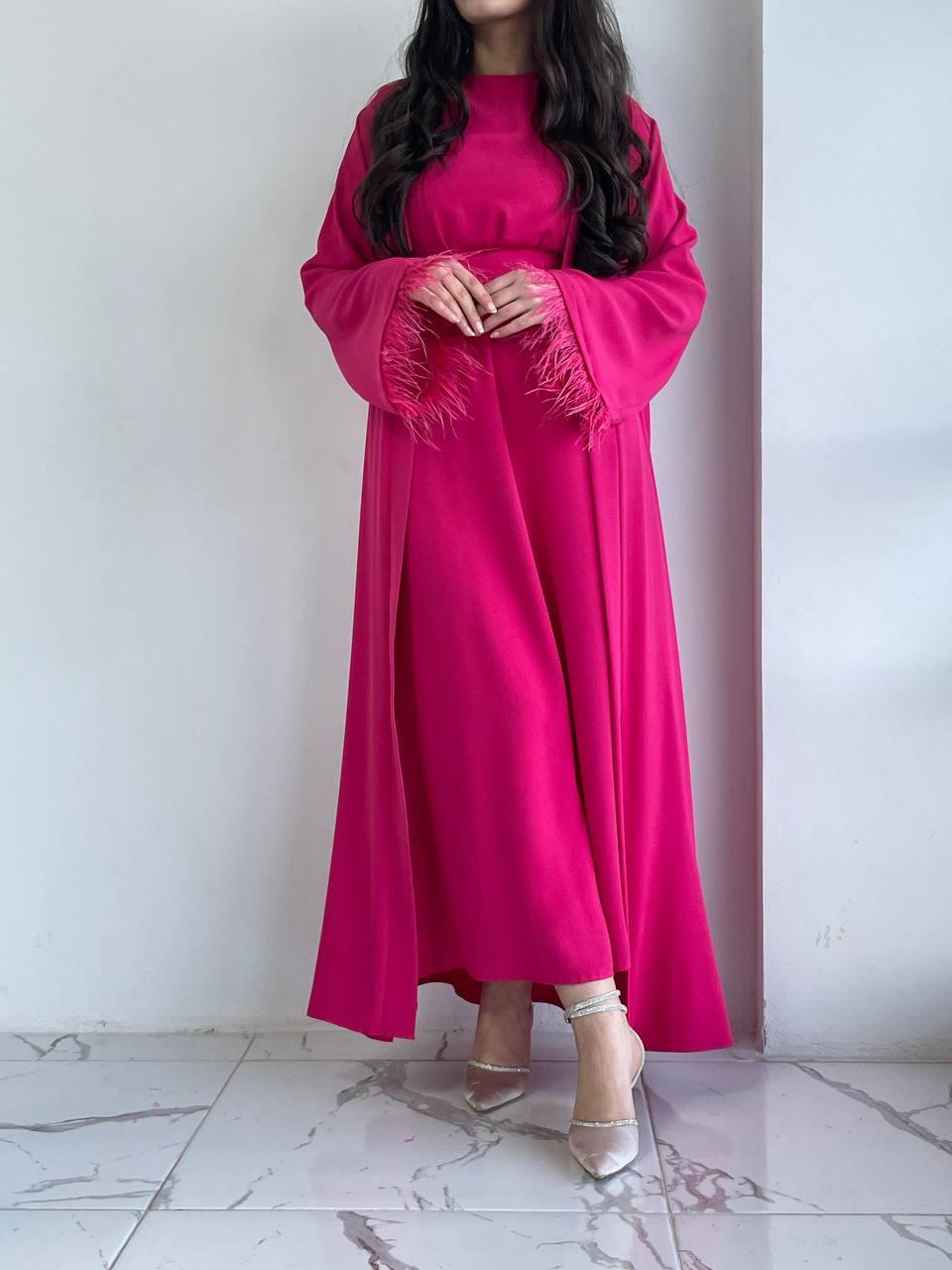 Fuşya Ayla Abaya Takım