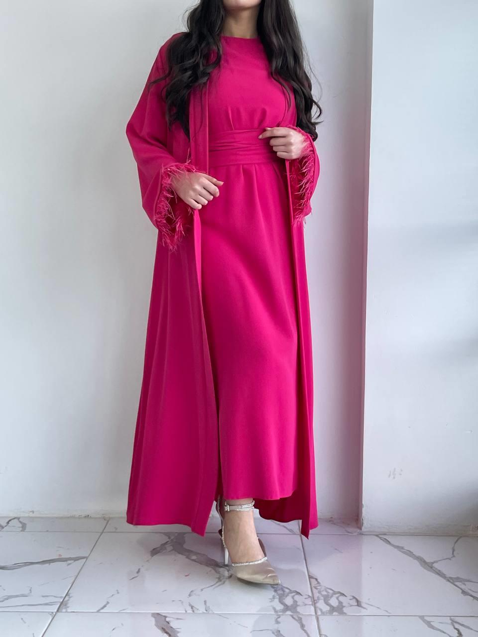 Fuşya Ayla Abaya Takım