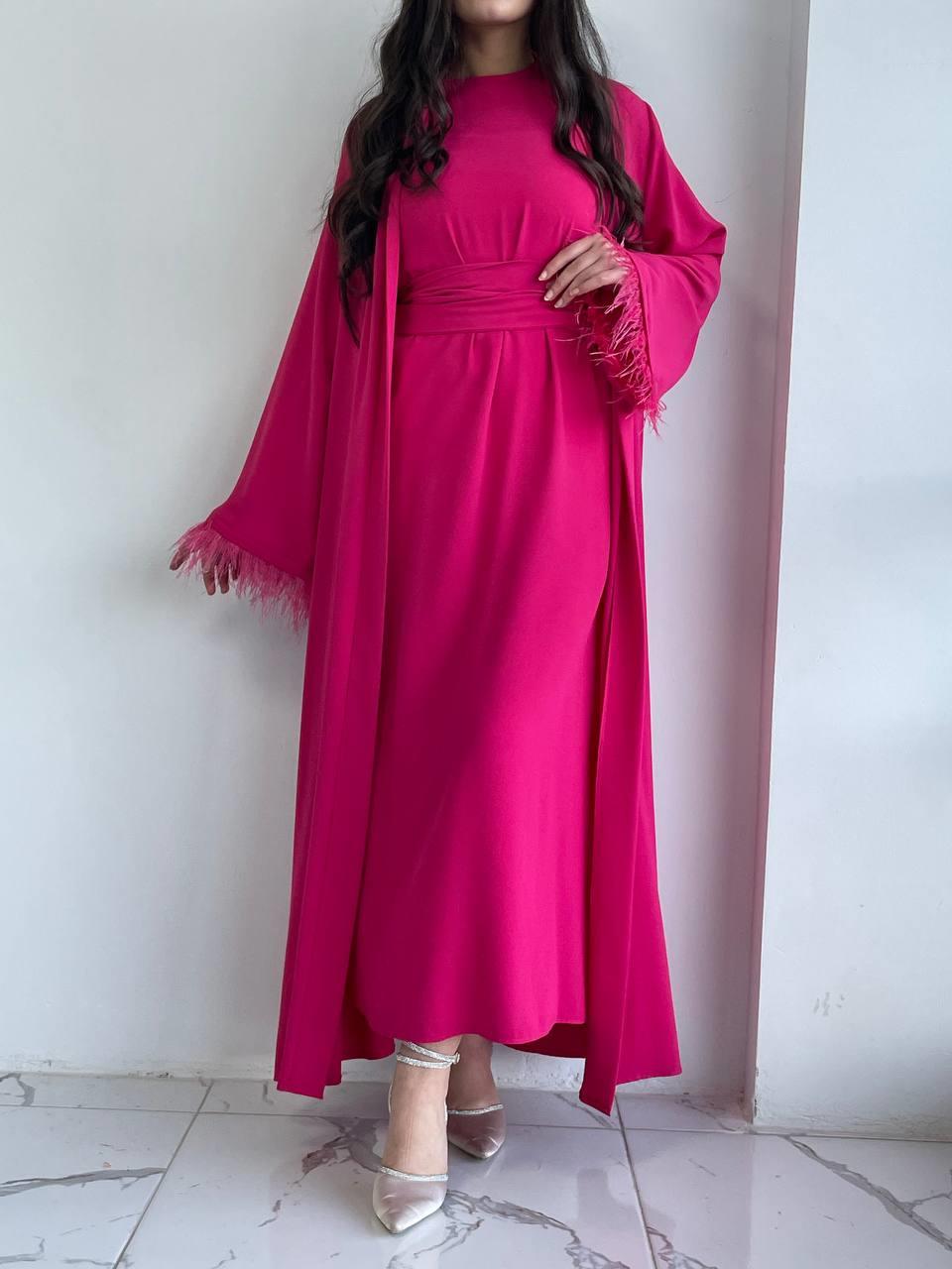 Fuşya Ayla Abaya Takım