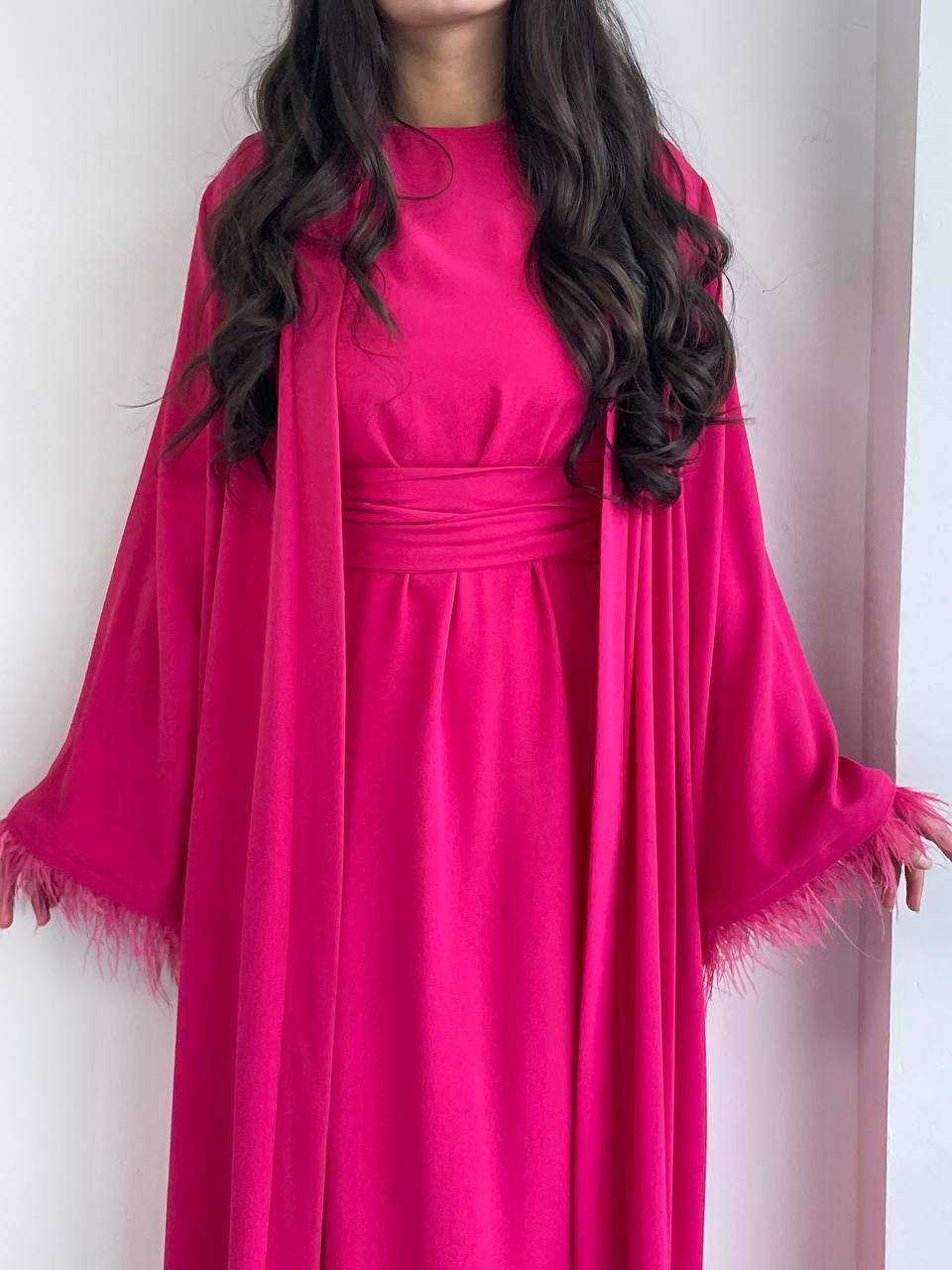 Fuşya Ayla Abaya Takım