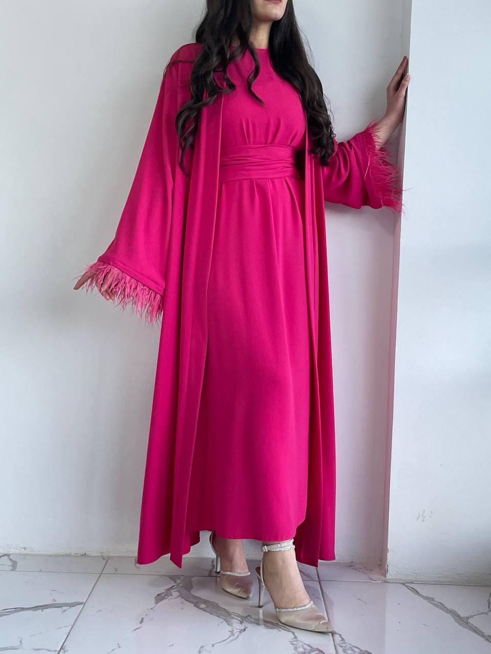 Fuşya Ayla Abaya Takım