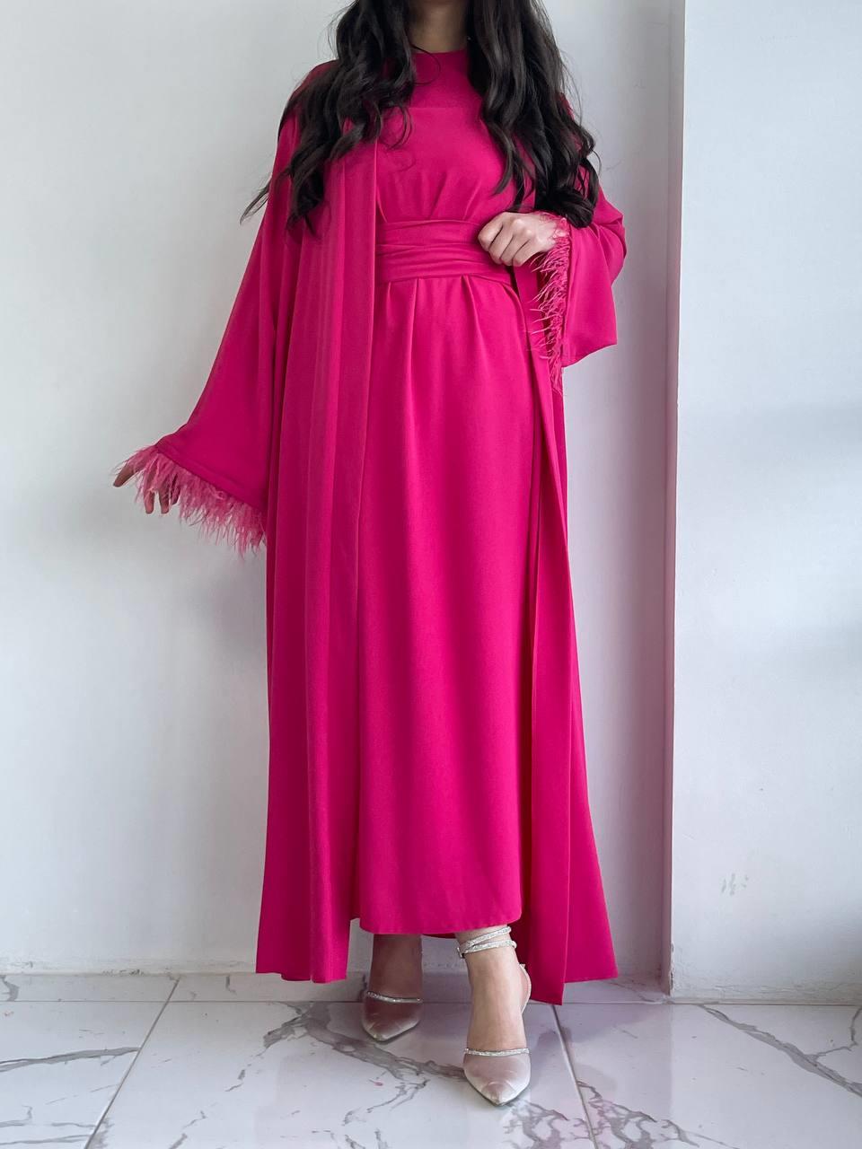 Fuşya Ayla Abaya Takım
