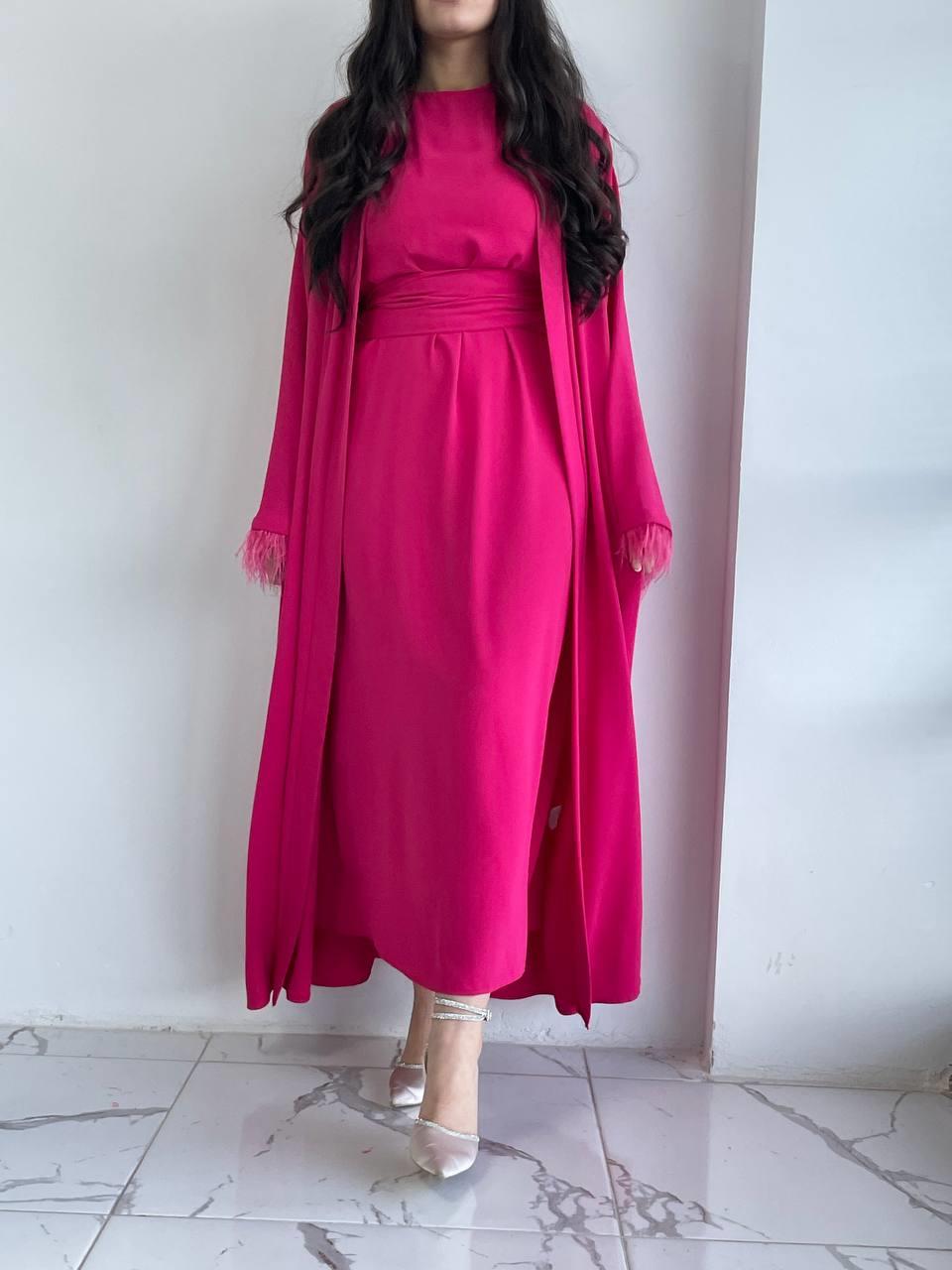 Fuşya Ayla Abaya Takım