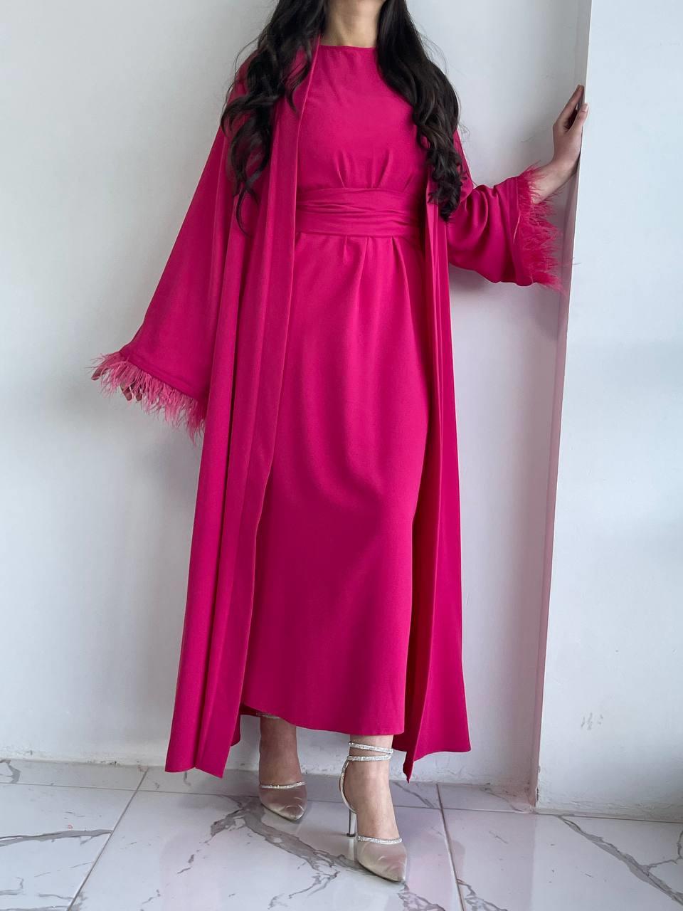 Fuşya Ayla Abaya Takım