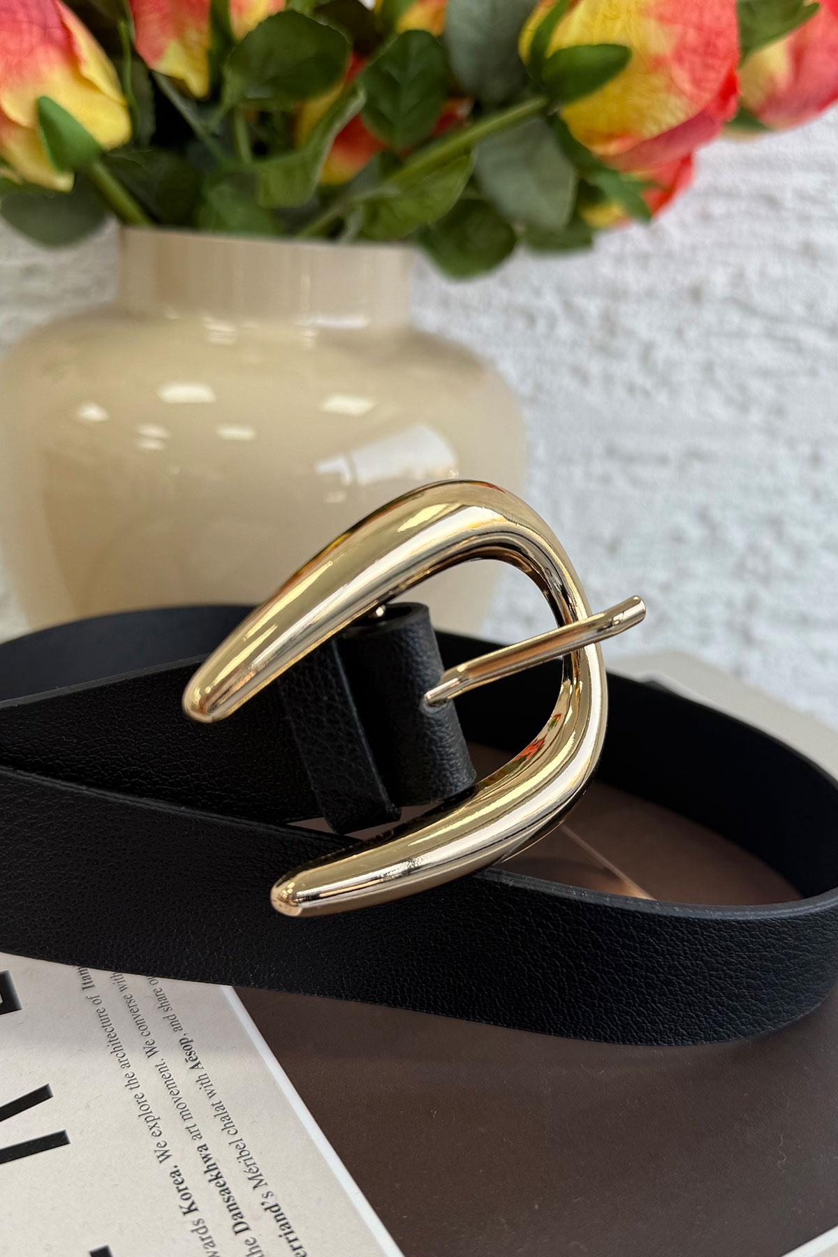 Geniş Tokalı Kadın Kemer – Siyah