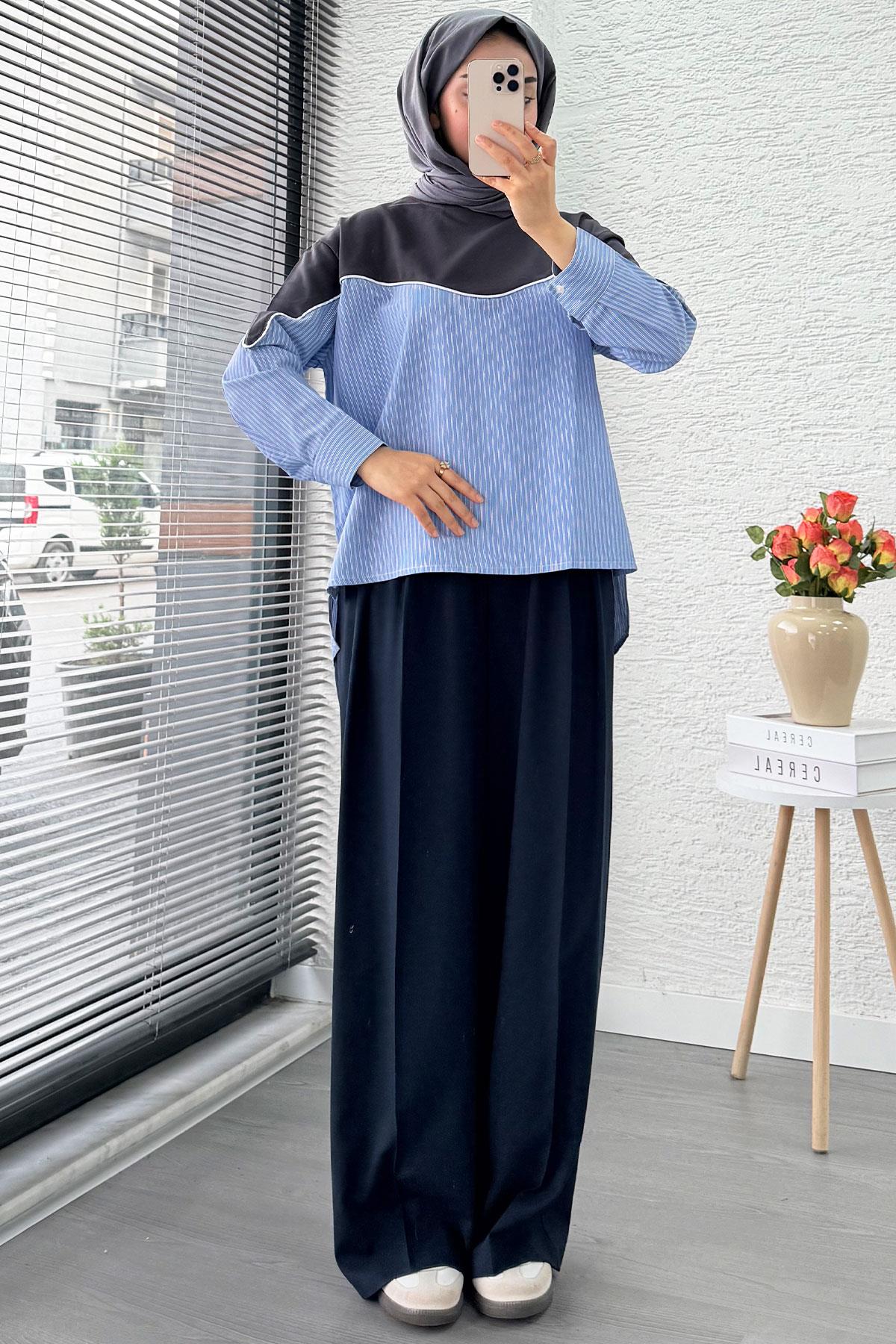 Gömlek Detaylı Kadın Sweat - Antrasit