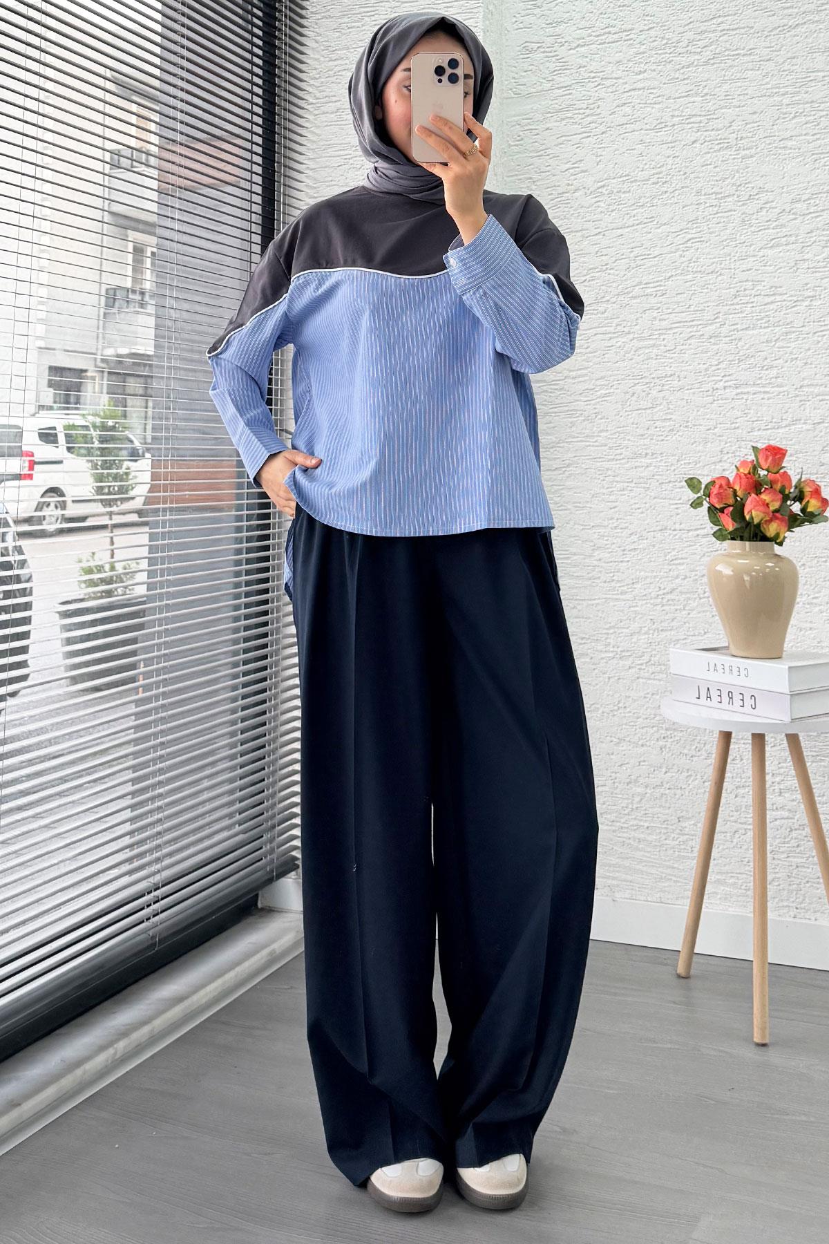 Gömlek Detaylı Kadın Sweat - Antrasit