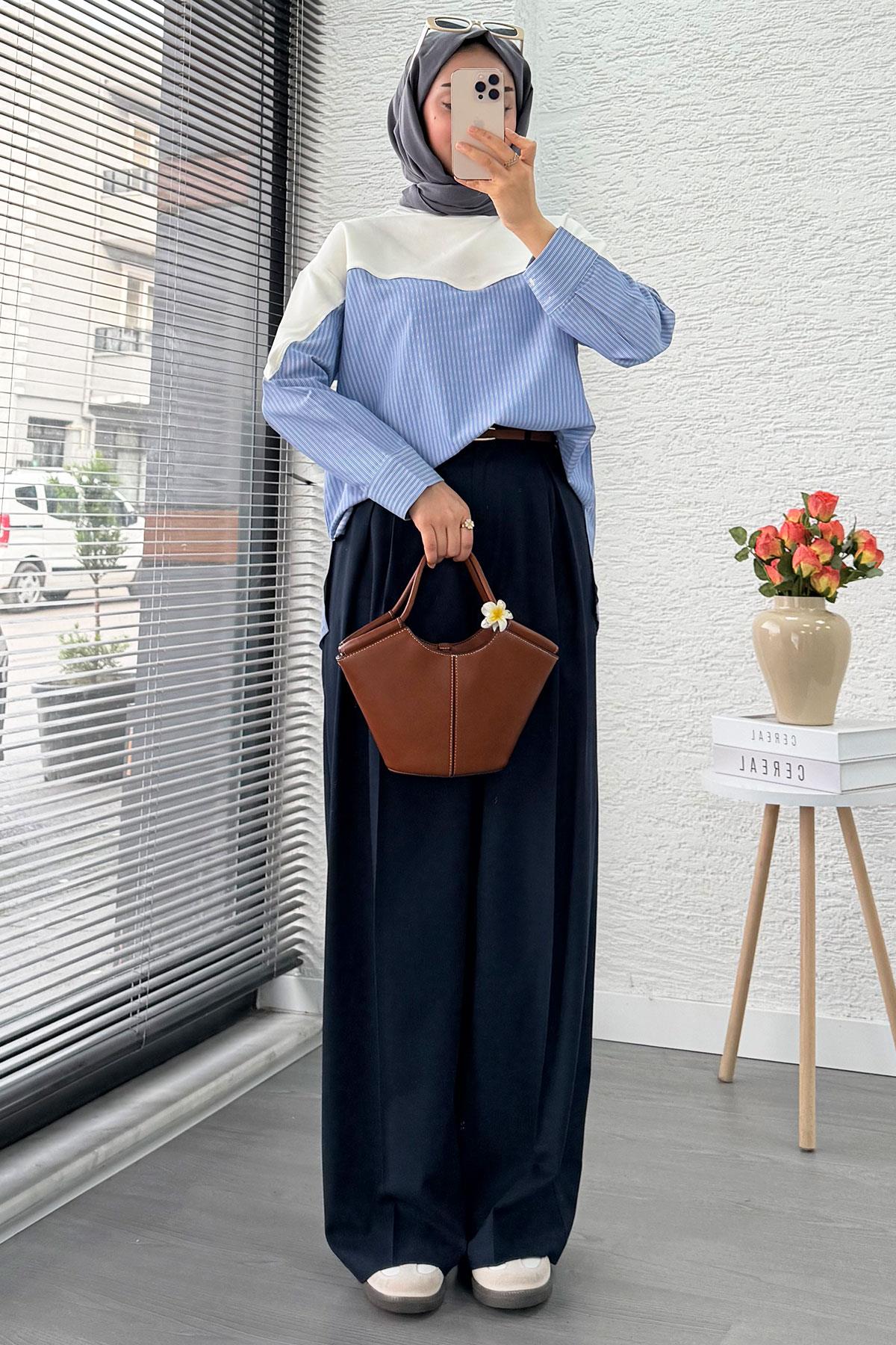 Gömlek Detaylı Kadın Sweat - Ekru