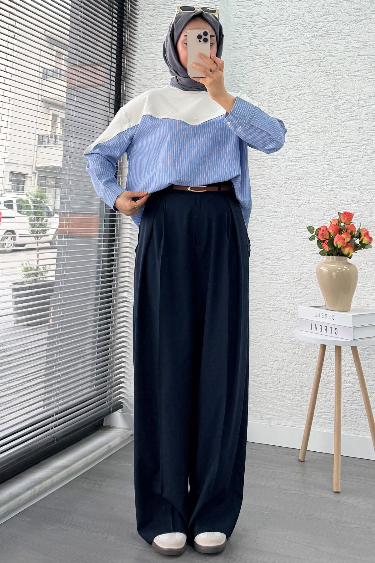 Gömlek Detaylı Kadın Sweat - Ekru