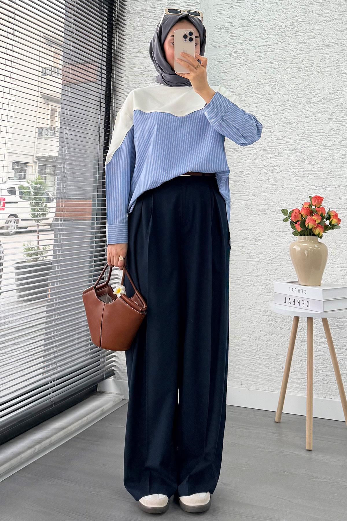 Gömlek Detaylı Kadın Sweat - Ekru