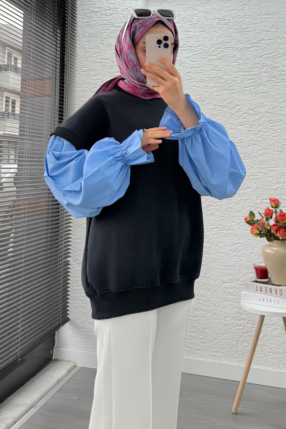 Gömlek Kol Oversize Kadın Sweat – Antrasit