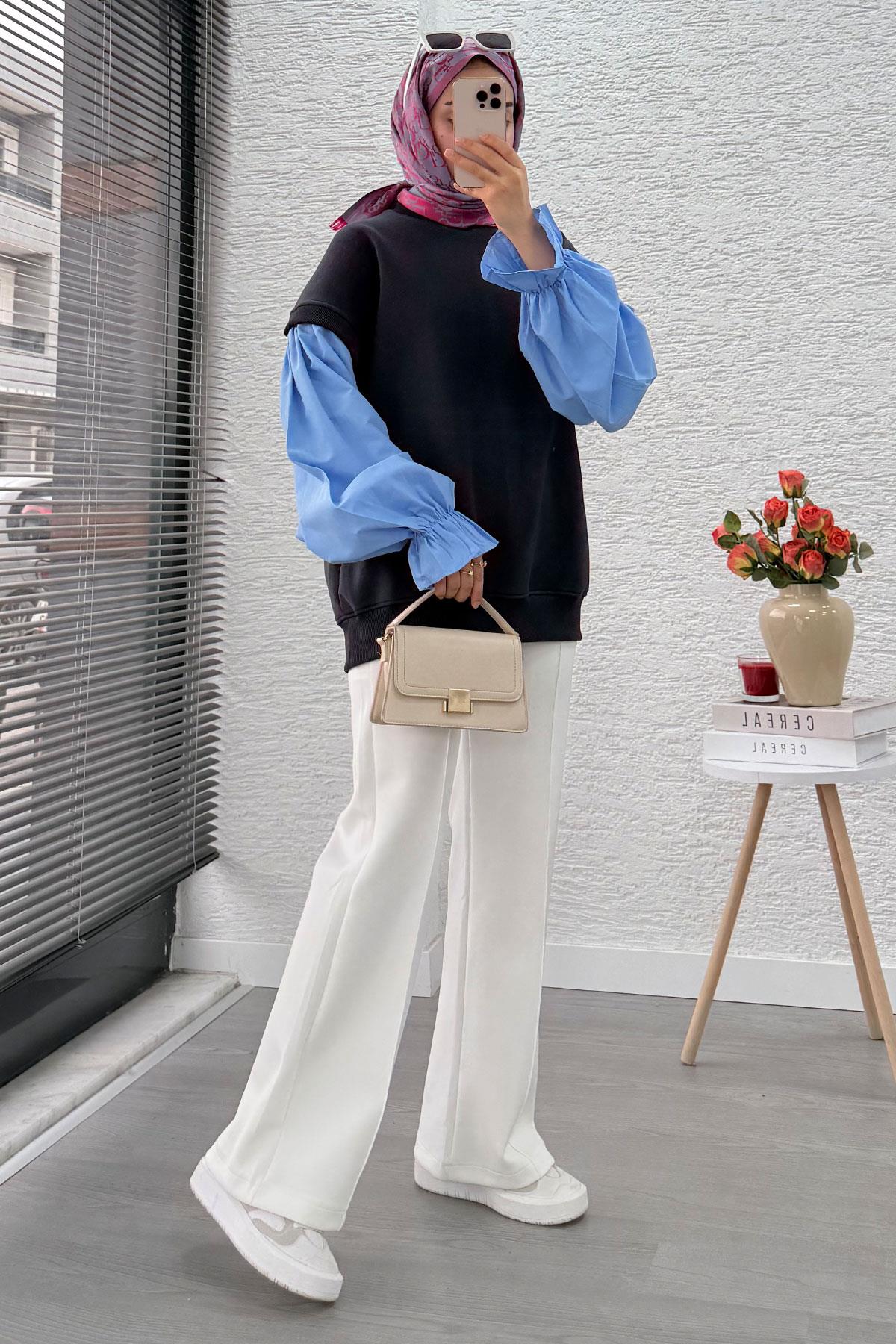 Gömlek Kol Oversize Kadın Sweat – Antrasit