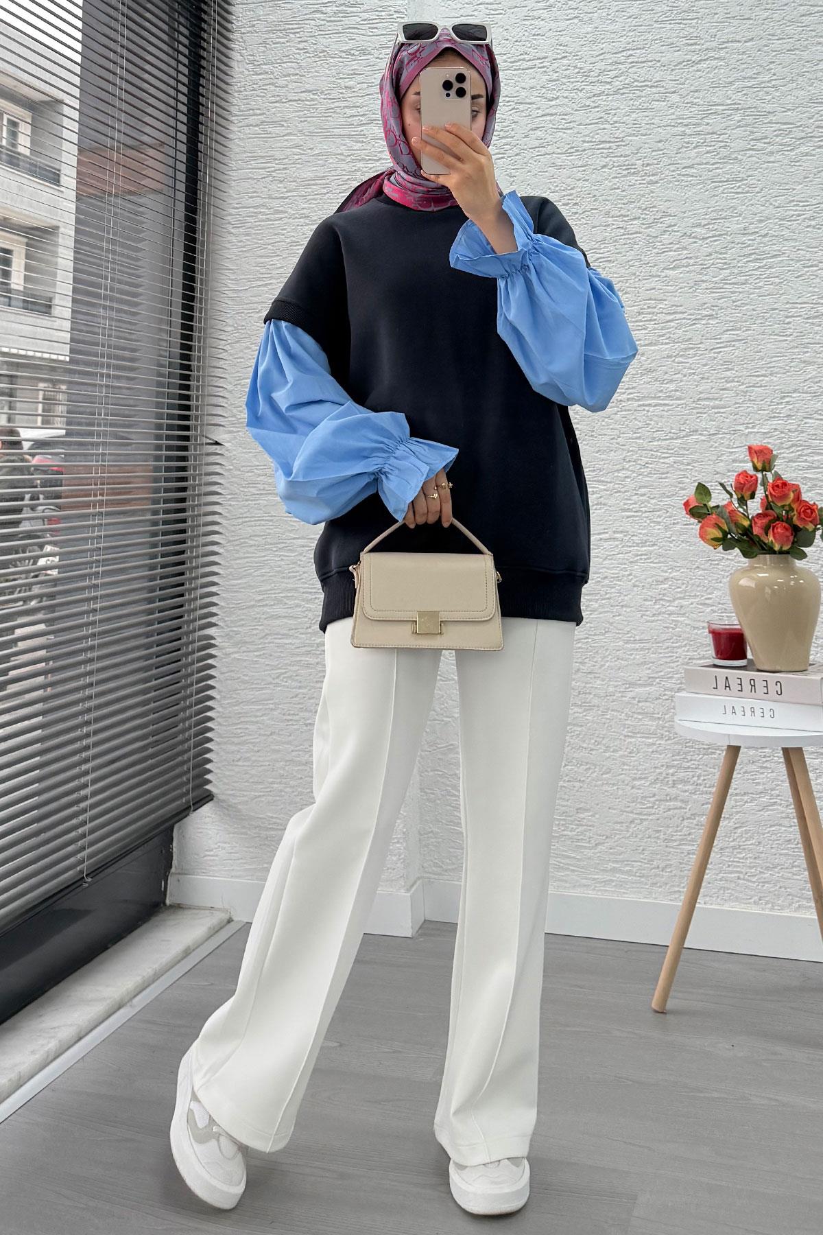 Gömlek Kol Oversize Kadın Sweat – Antrasit