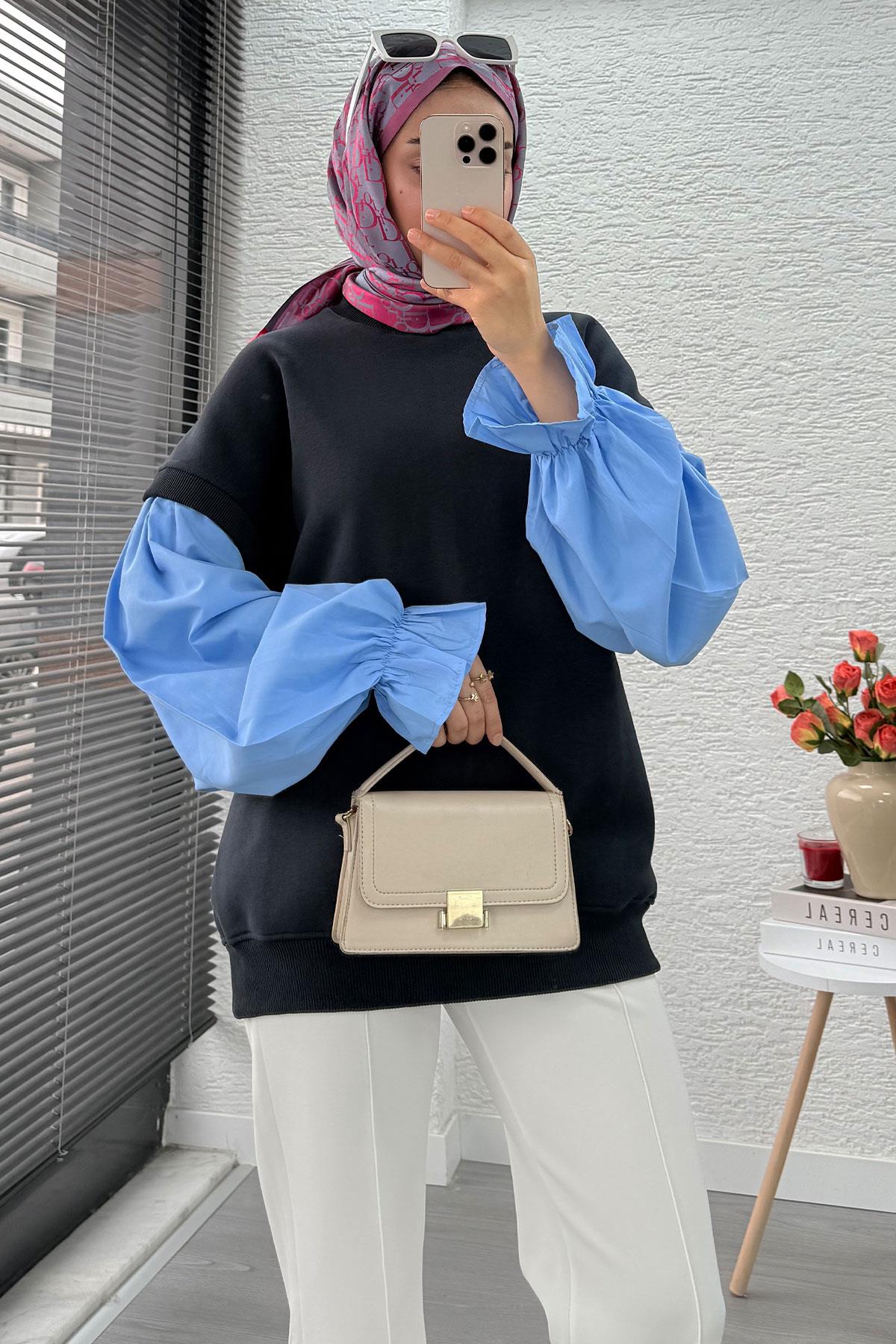 Gömlek Kol Oversize Kadın Sweat – Antrasit