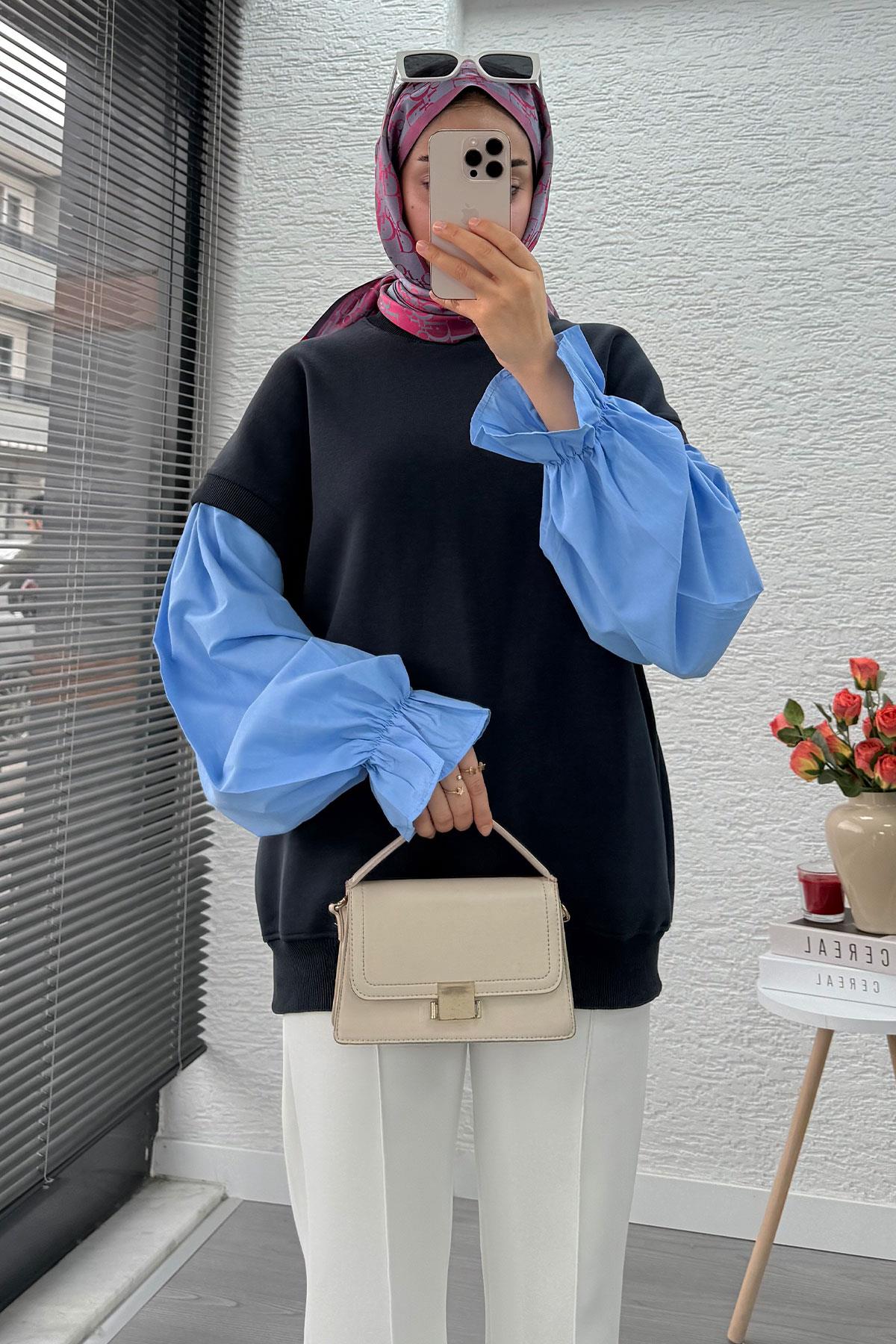 Gömlek Kol Oversize Kadın Sweat – Antrasit