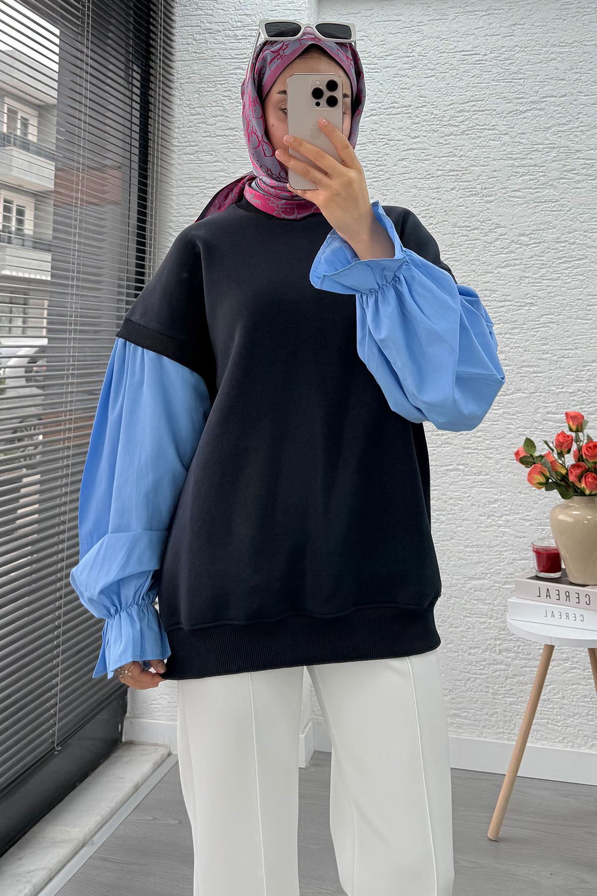 Gömlek Kol Oversize Kadın Sweat – Antrasit