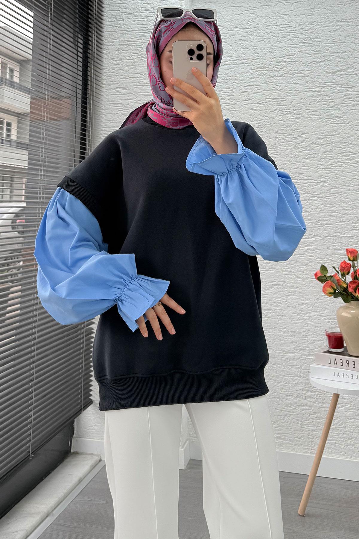 Gömlek Kol Oversize Kadın Sweat – Antrasit