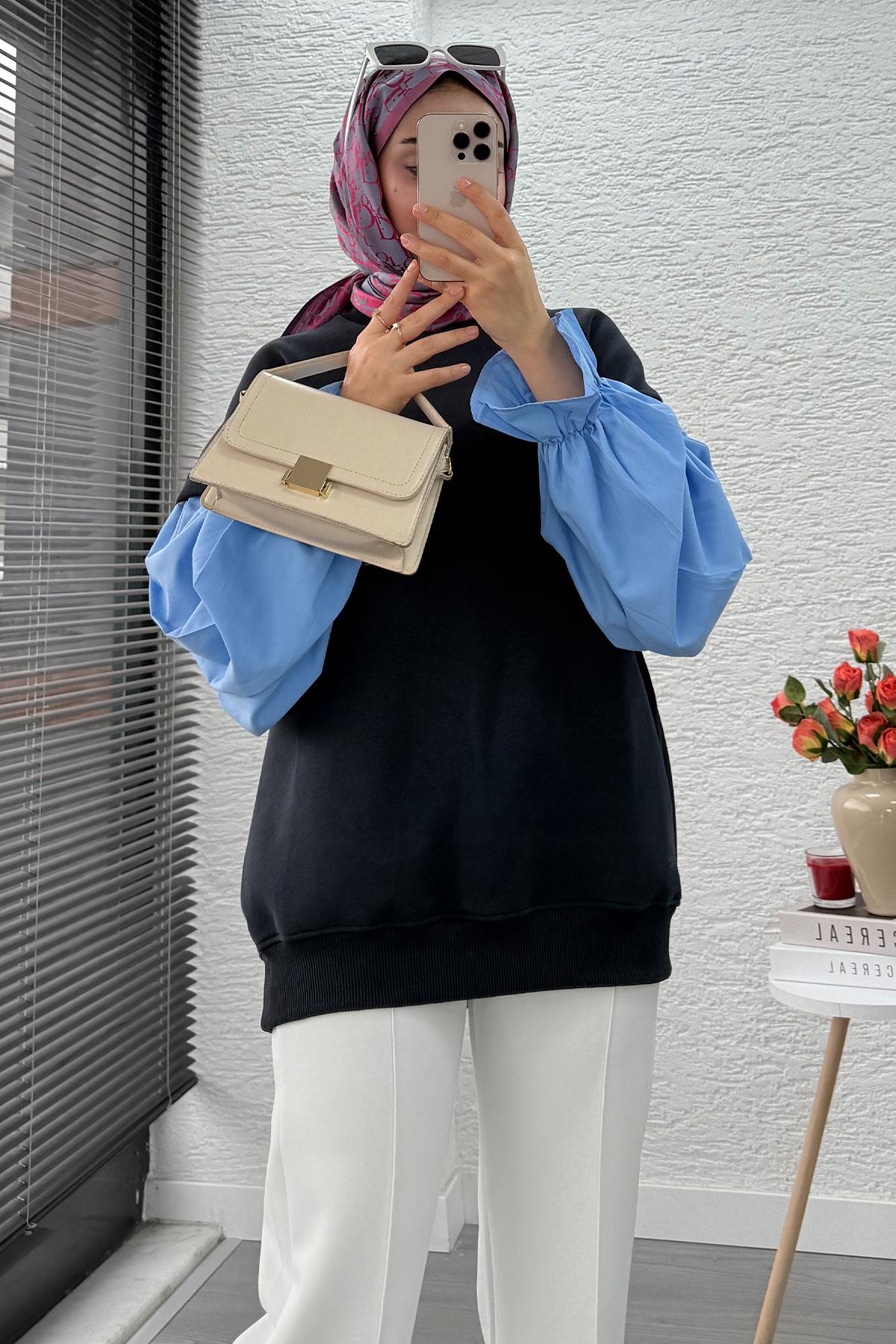 Gömlek Kol Oversize Kadın Sweat – Antrasit